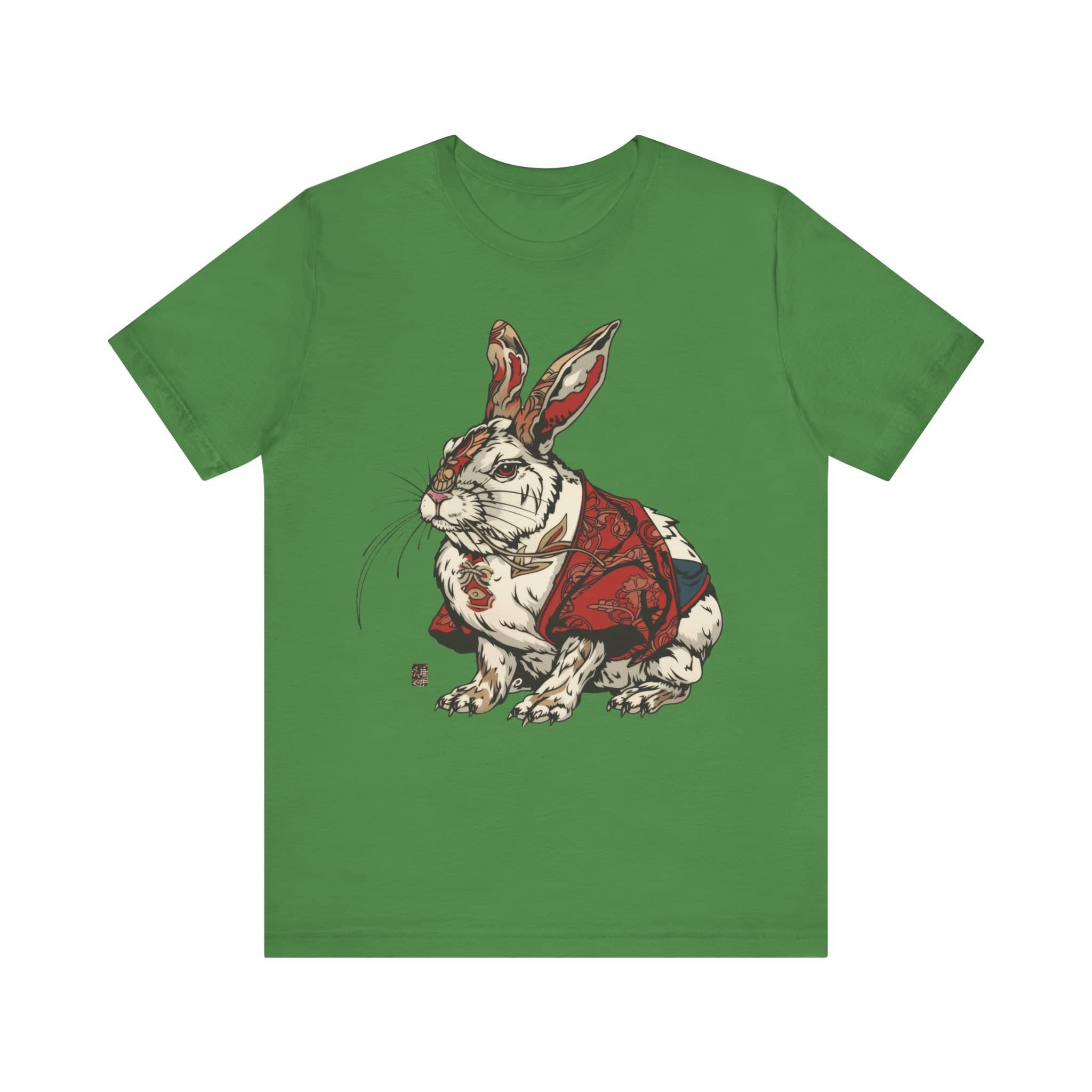 Intricate Samurai Rabbit T-Shirt, Japanese Warrior Bunny Design, Artistic Animal Graphic Tee, Traditional Japan Inspired Rabbit Art Tee