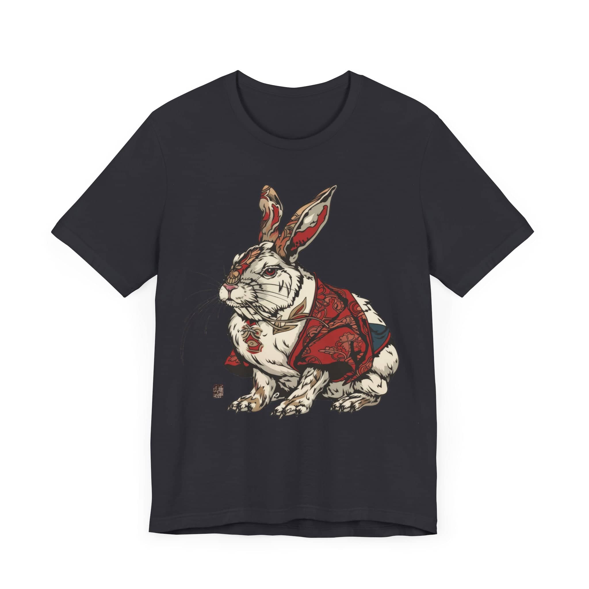 Intricate Samurai Rabbit T-Shirt, Japanese Warrior Bunny Design, Artistic Animal Graphic Tee, Traditional Japan Inspired Rabbit Art Tee