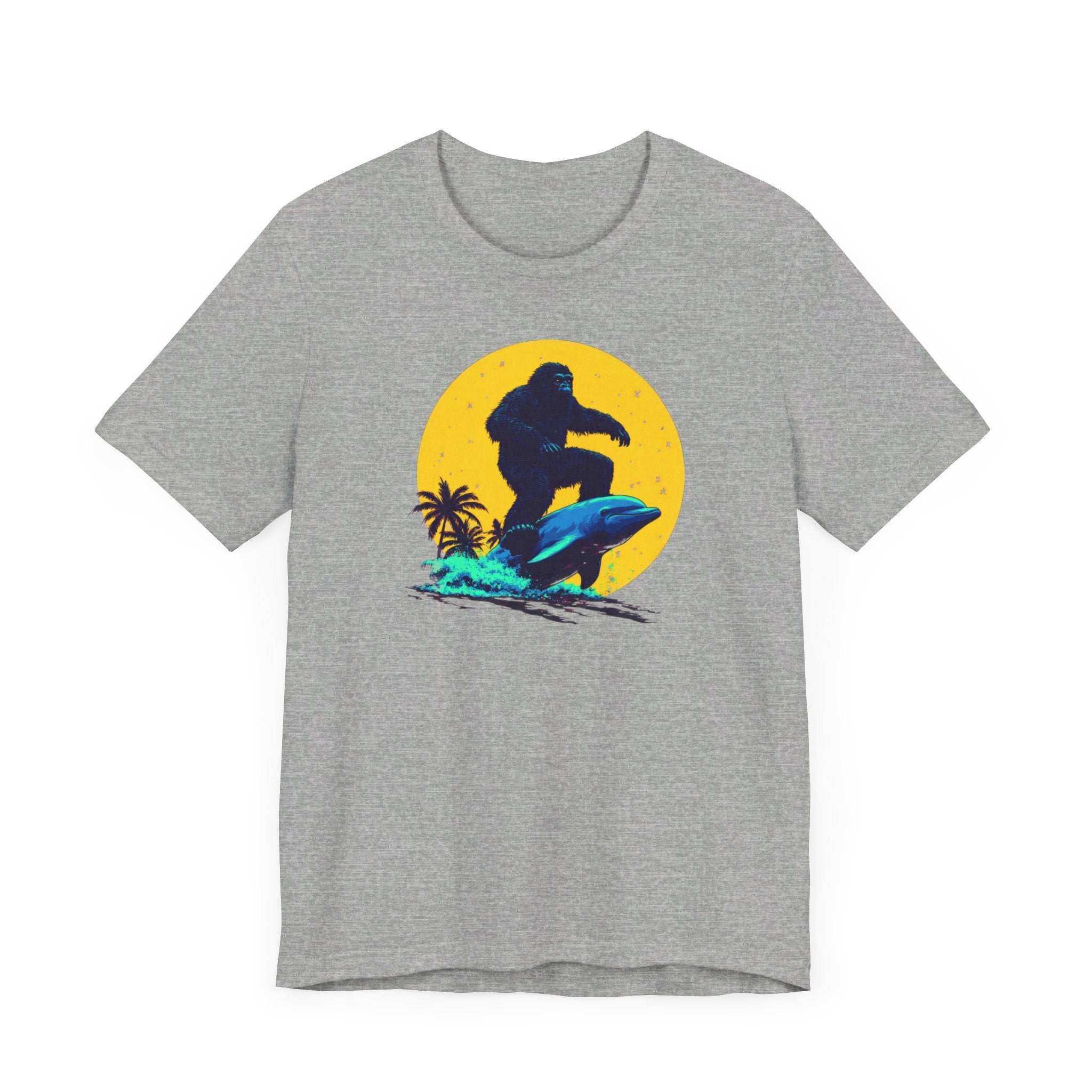 Bigfoot Riding Dolphin T-Shirt Fun and Quirky Design