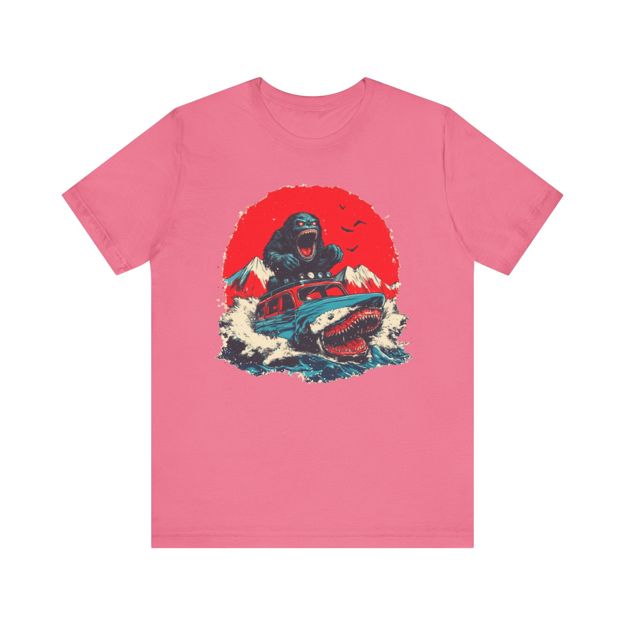 Bigfoot vs. Shark Adventure T-Shirt Fun and Bold Design