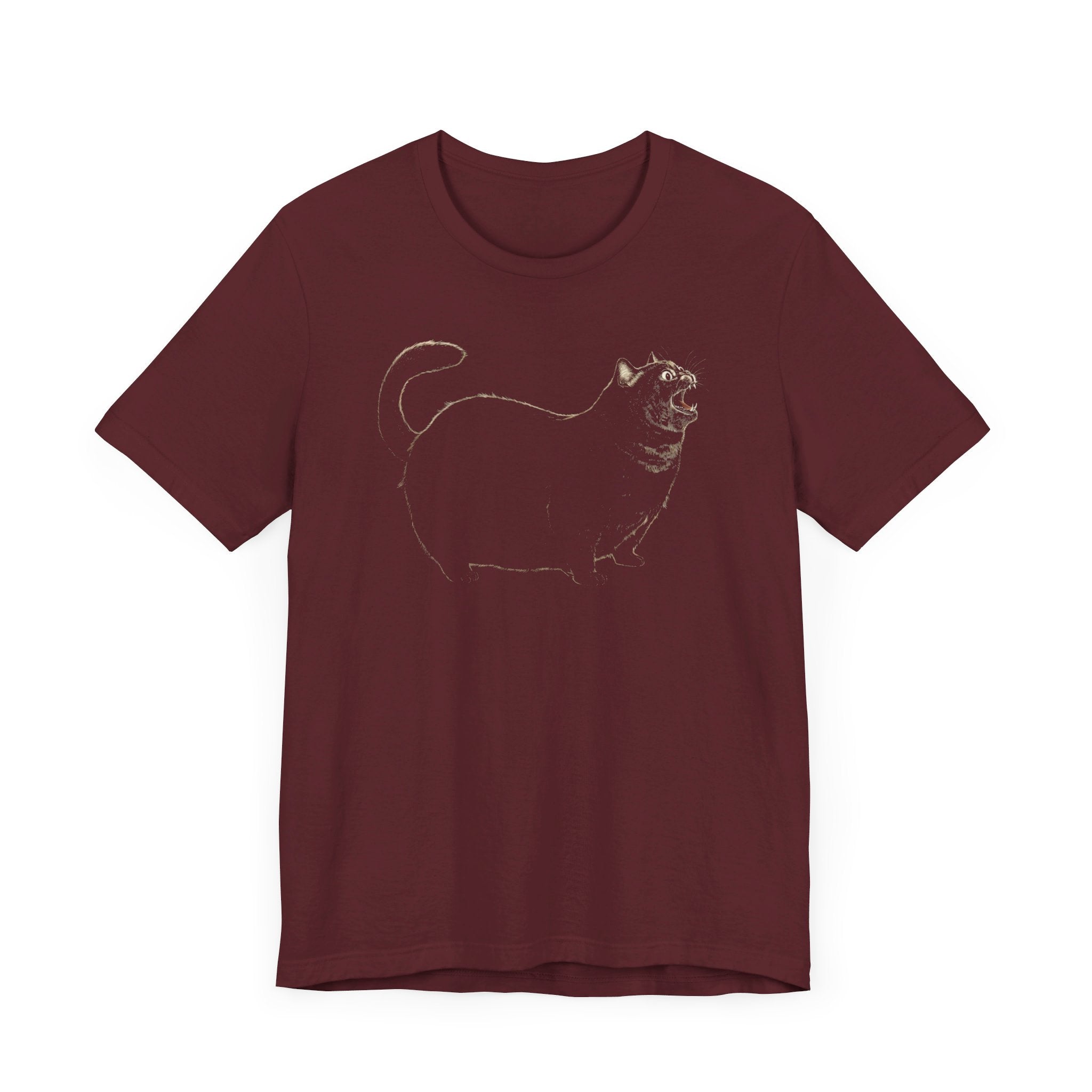 Yowling Chonky Cat Silhouette T-Shirt Funny Cat Lover Tee