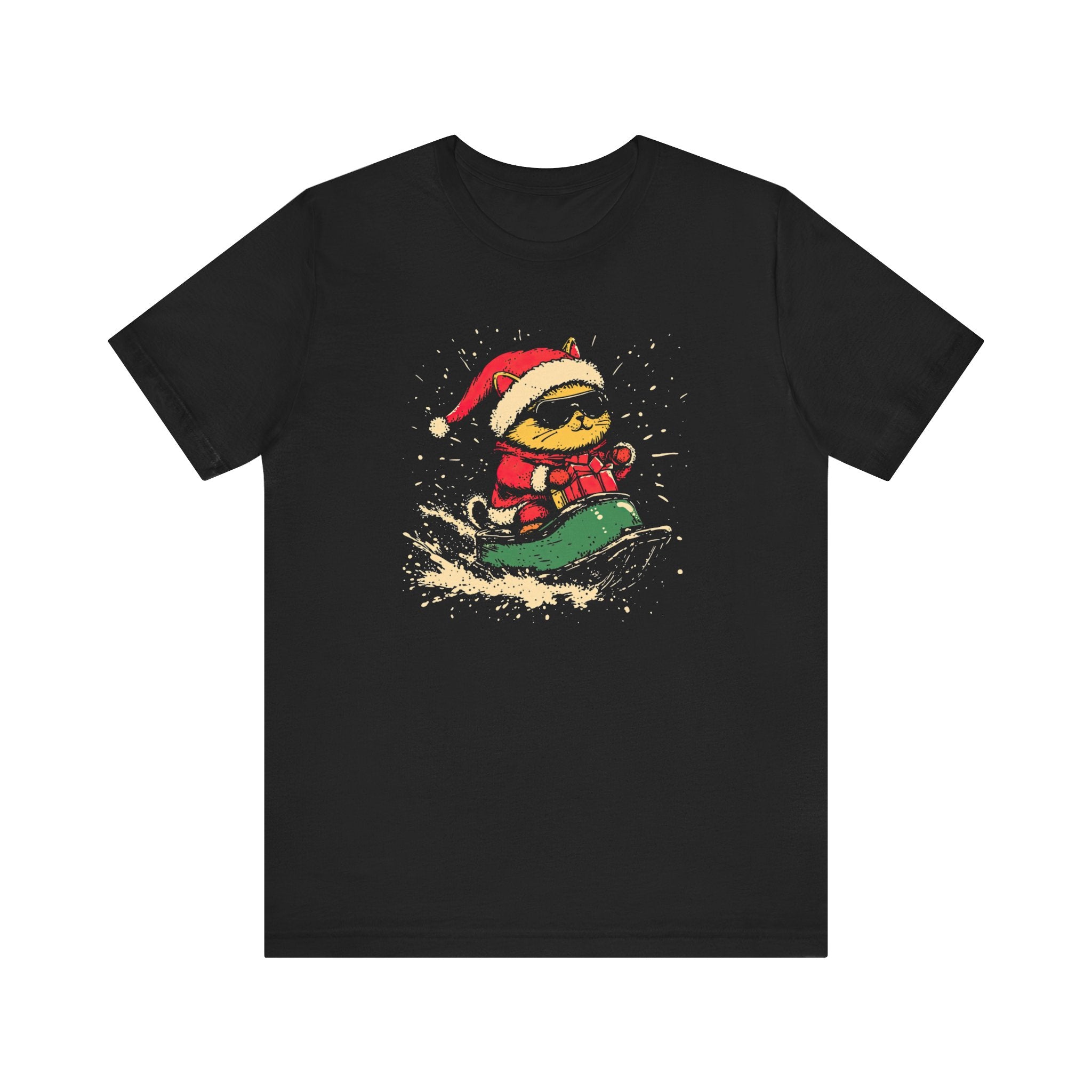 Festive Cat Snowmobile T-Shirt