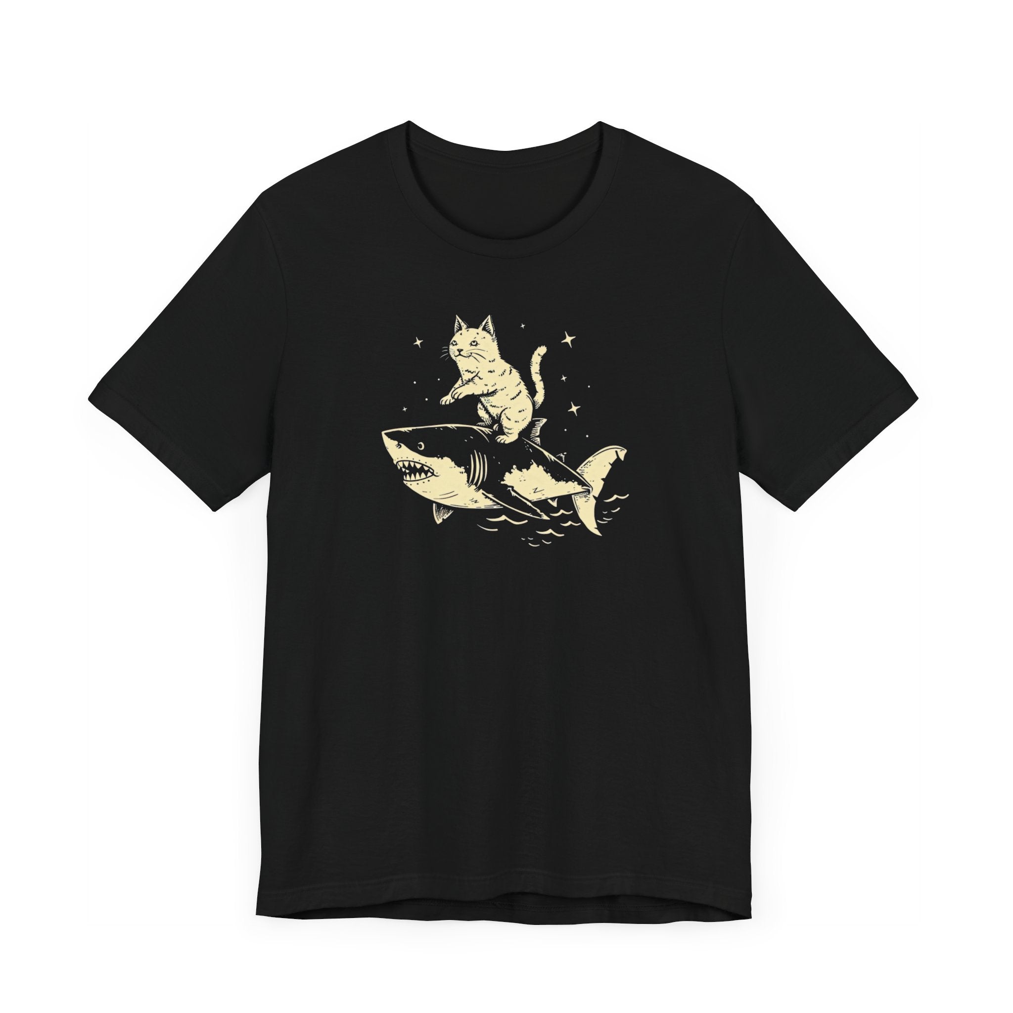 Cat Riding Shark Adventure T-Shirt