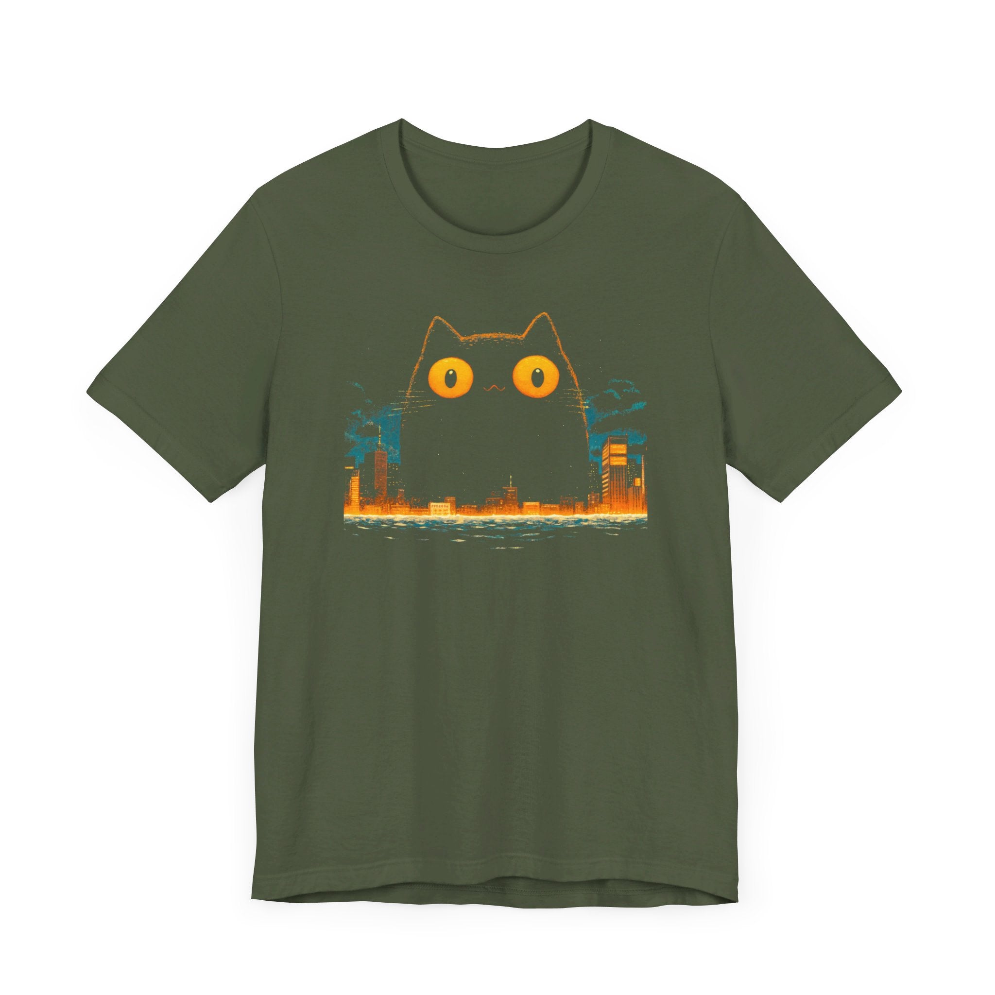 Catzilla Midnight Mischief T-Shirt Cute Cat City Design