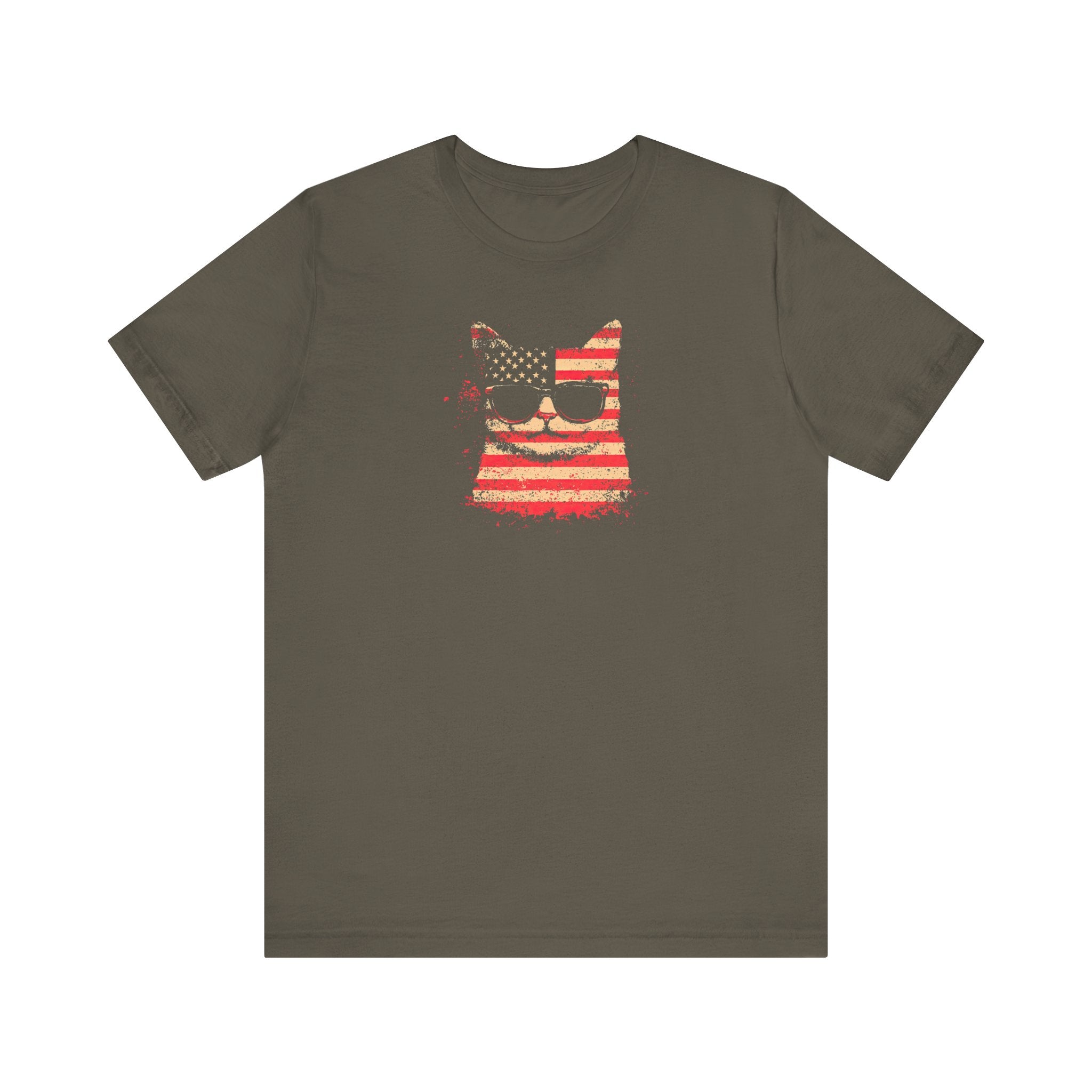 Patriotic Cat Graphic Tee – American Flag Cat Lover Shirt