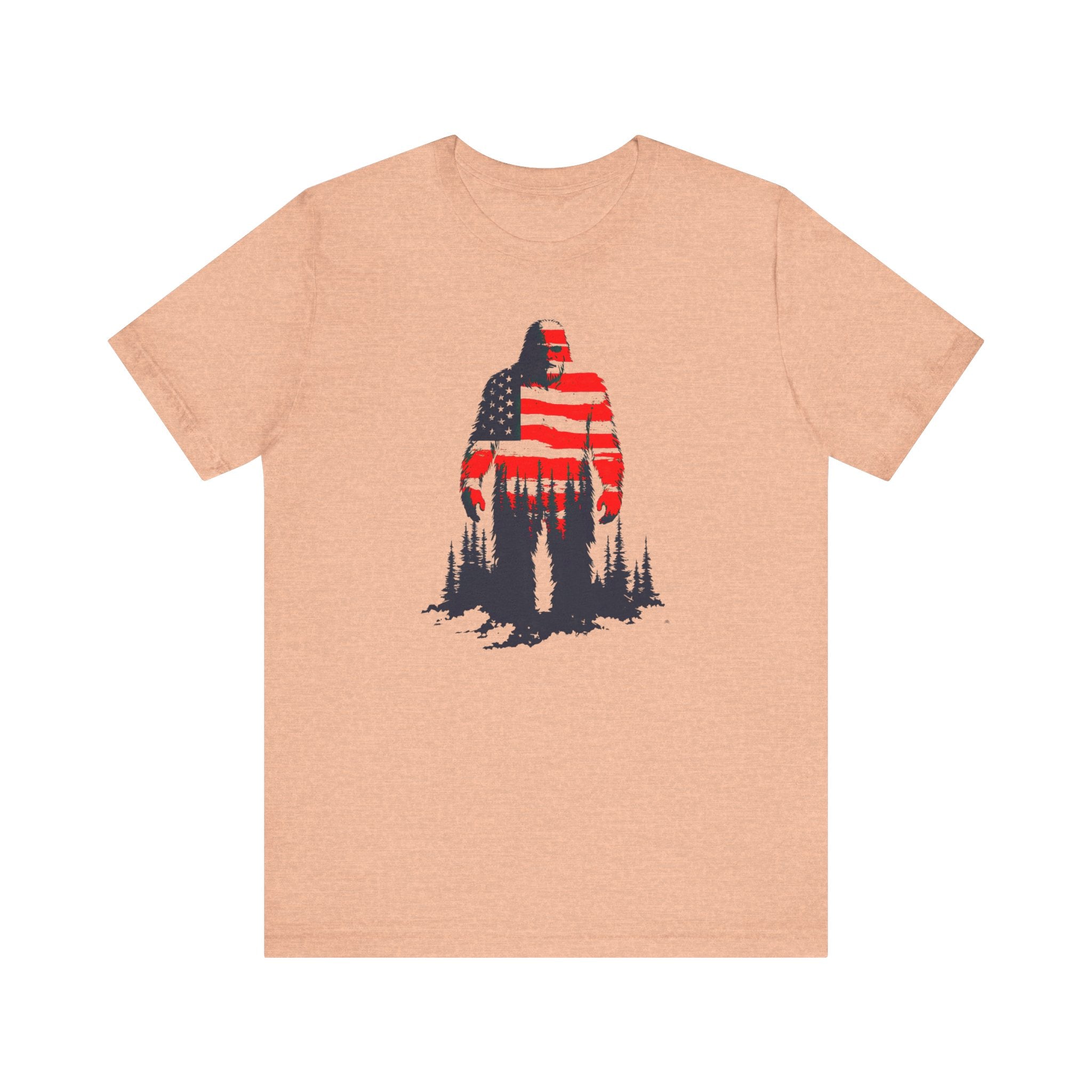 Patriotic Bigfoot T-Shirt American Flag Design