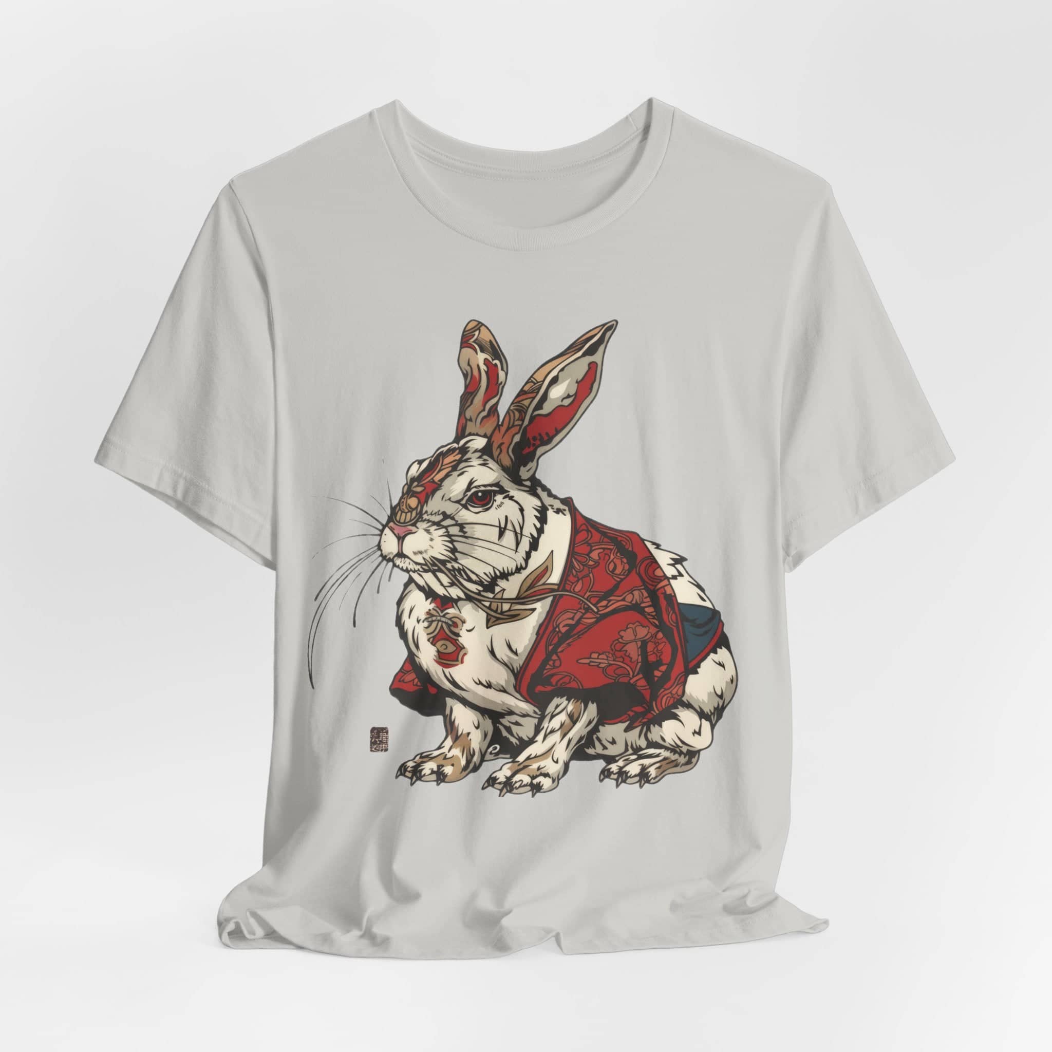 Intricate Samurai Rabbit T-Shirt, Japanese Warrior Bunny Design, Artistic Animal Graphic Tee, Traditional Japan Inspired Rabbit Art Tee