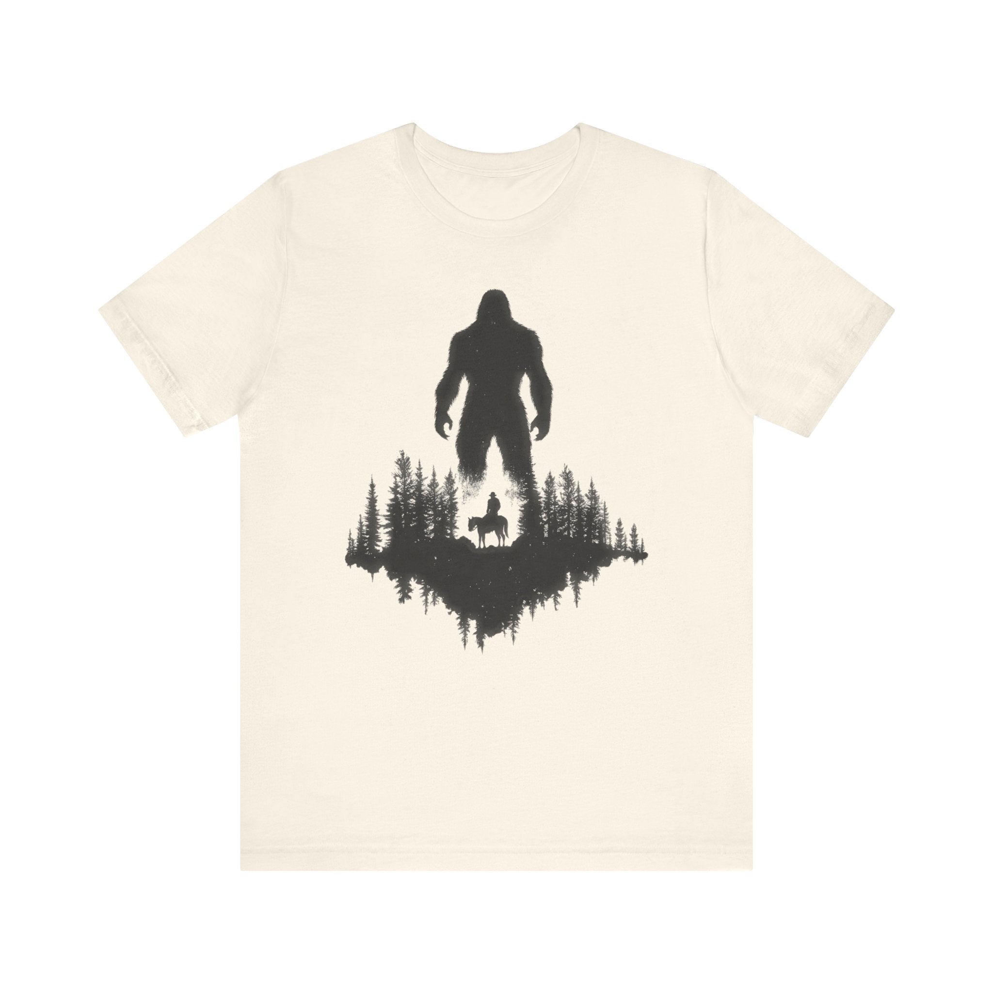 Bigfoot Silhouette Forest T-Shirt Mysterious Adventure Design