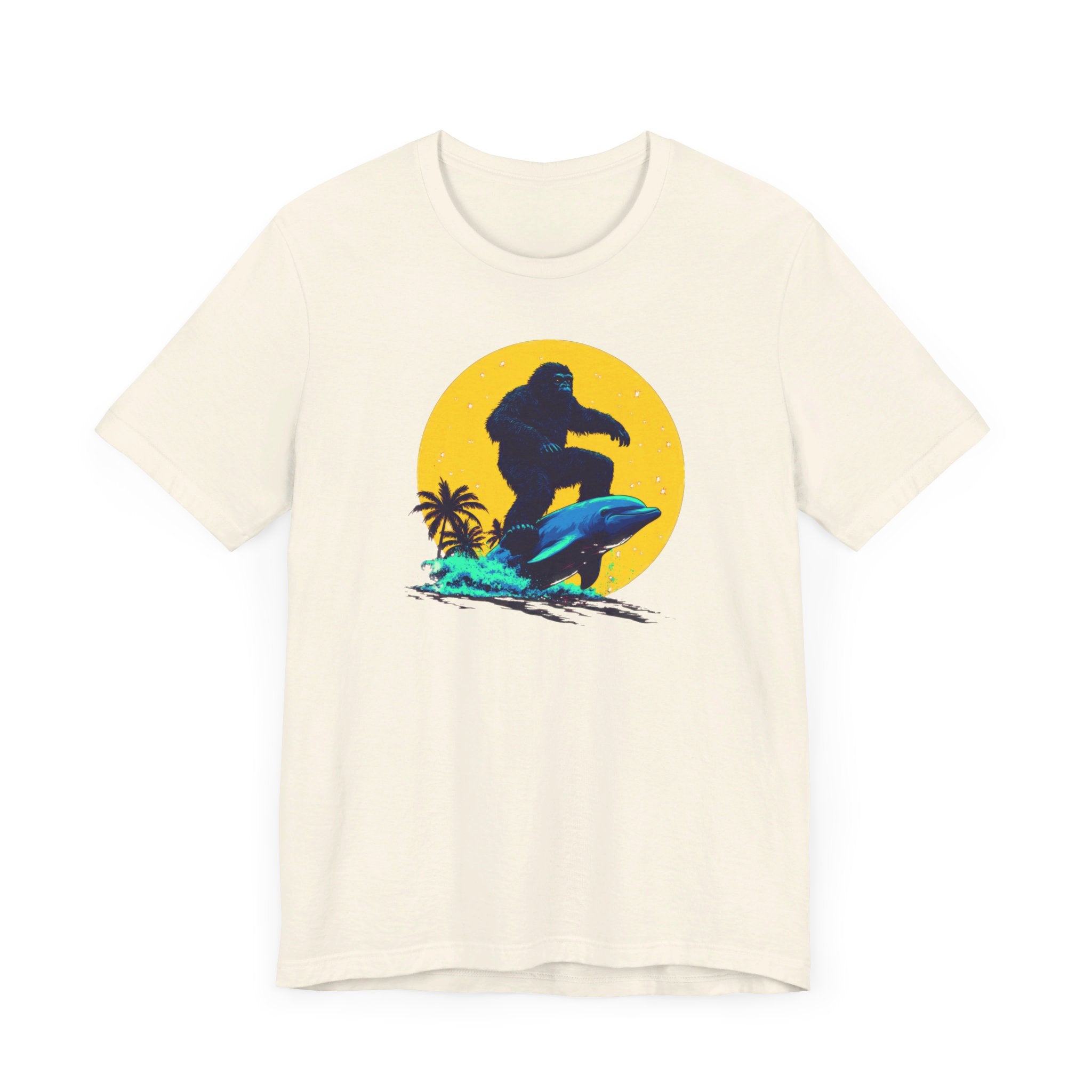 Bigfoot Riding Dolphin T-Shirt Fun and Quirky Design