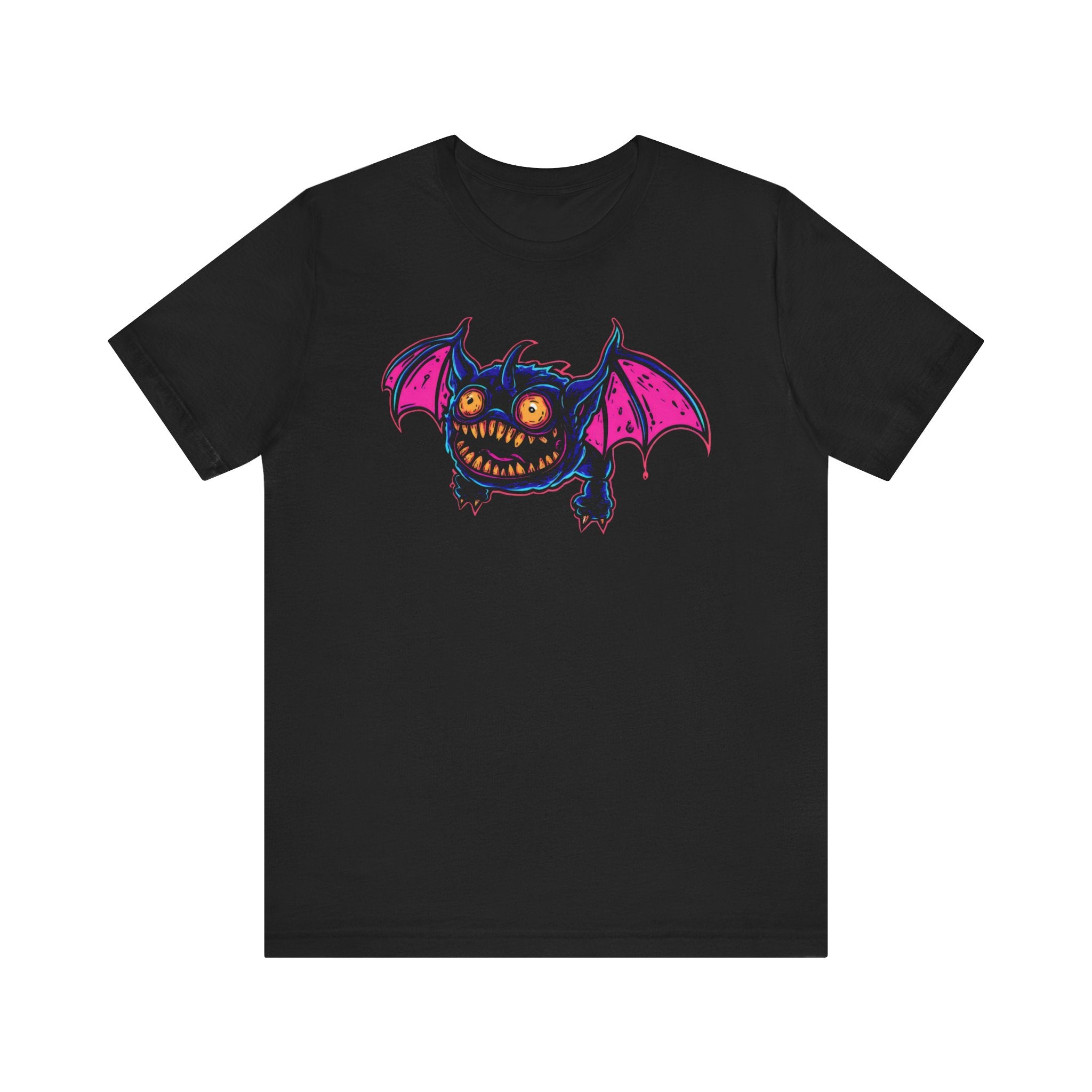 Neon Bat Creature T-Shirt Vibrant Fantasy Monster Graphic Tee