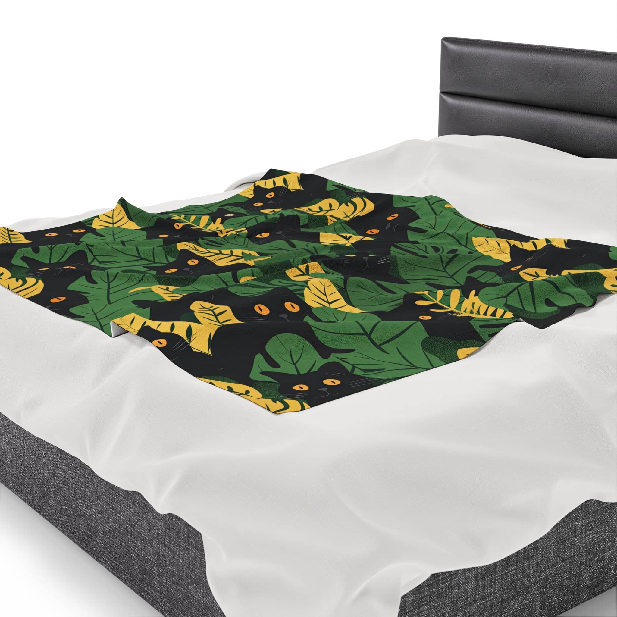 Black Cat Jungle Print Blanket