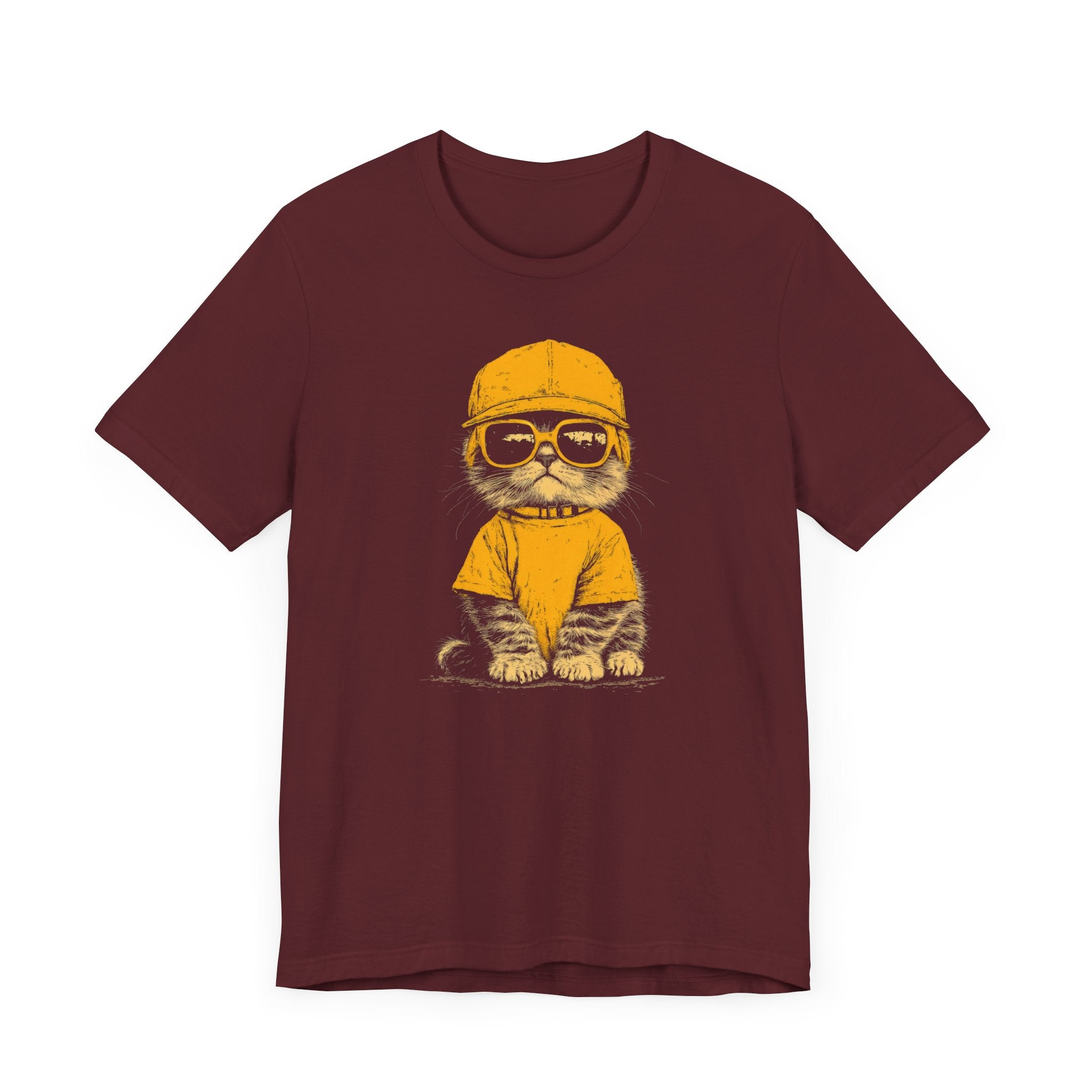 Cool Cat in Yellow Cap and Shades Graphic Tee