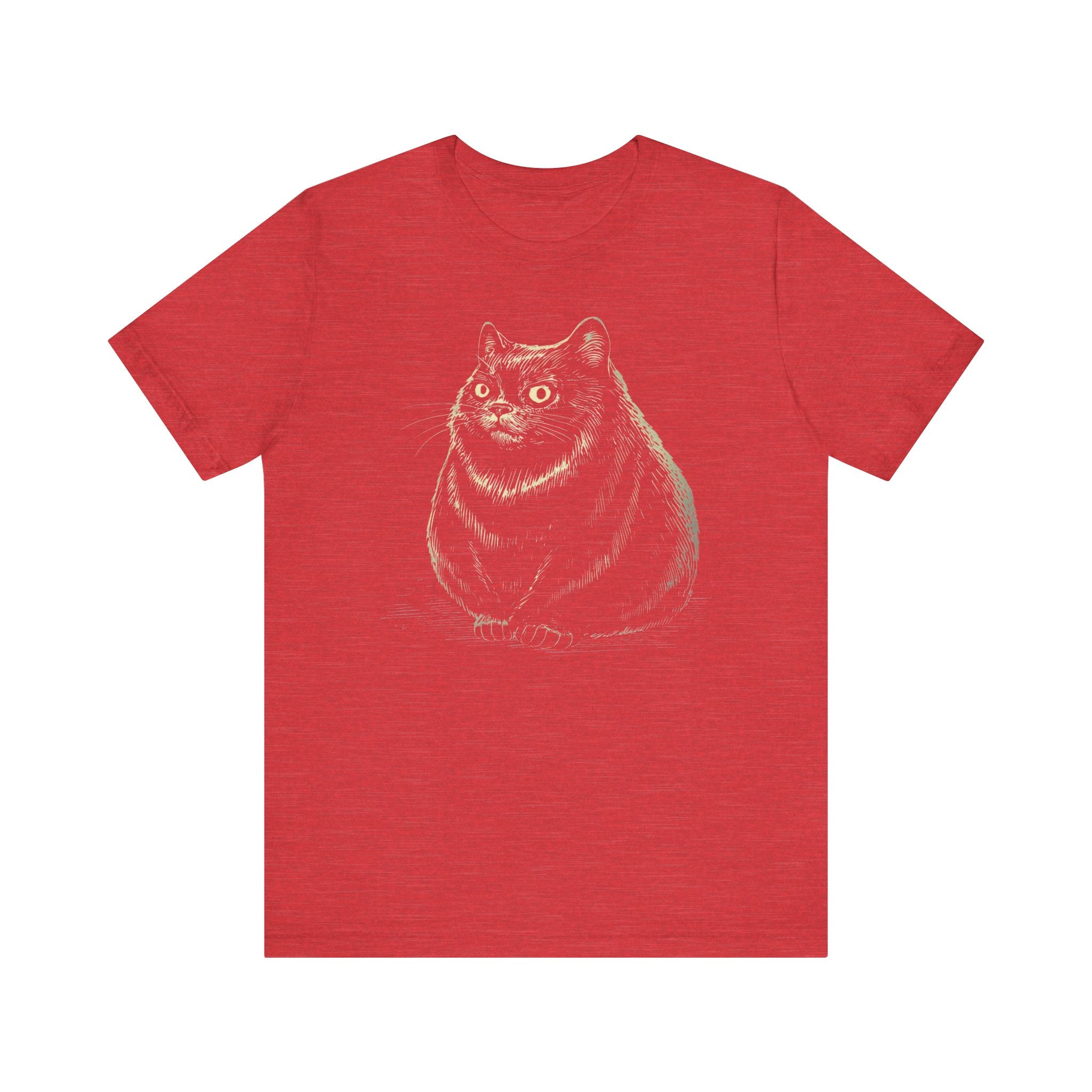 Curious Chonky Cat T-Shirt Cute and Quirky Design