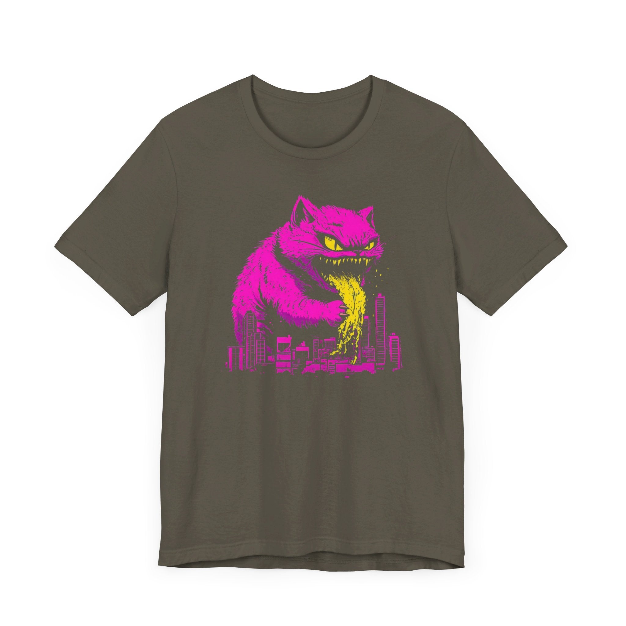 Catzilla Neon Fury T-Shirt Pink Monster Cat Design