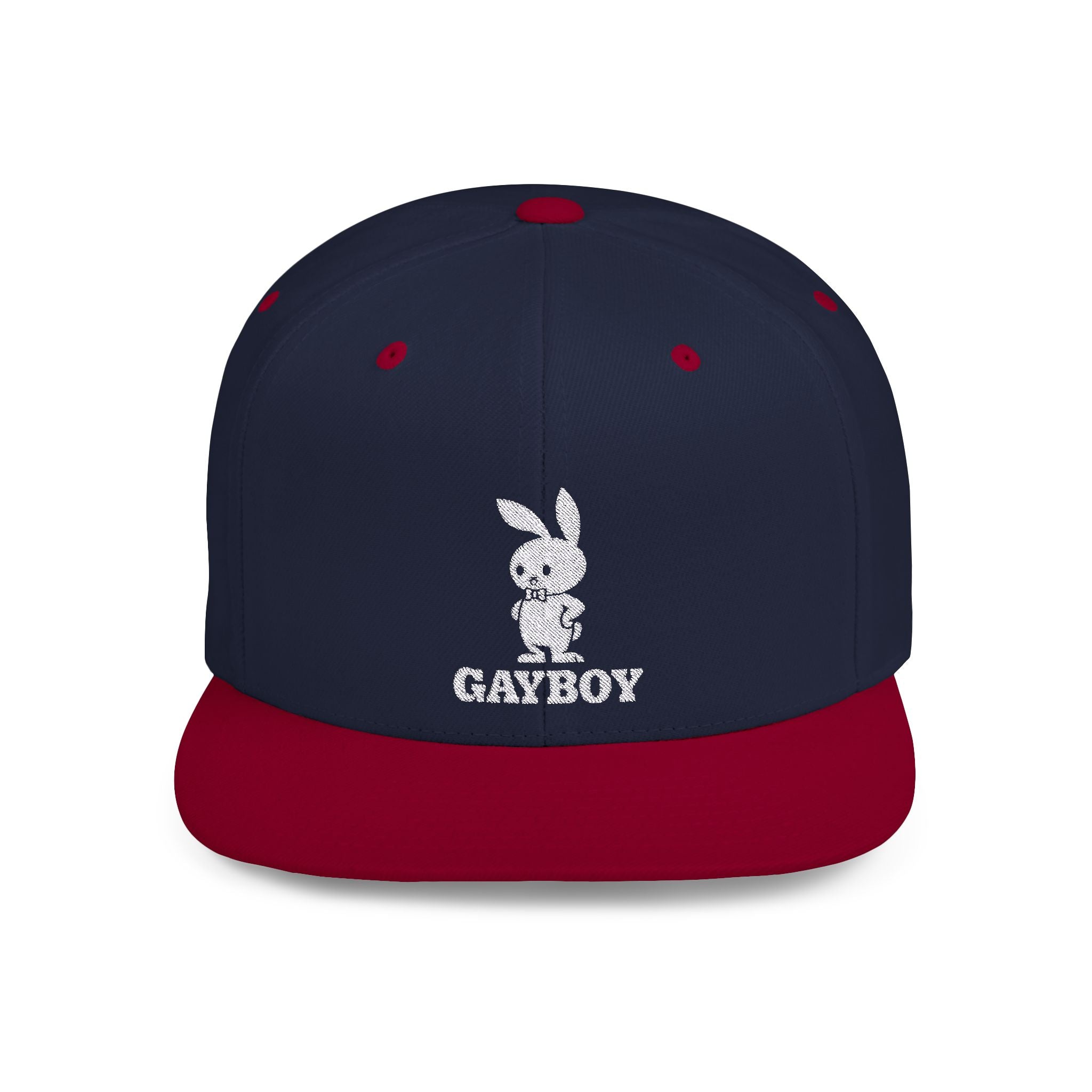 Black Snapback Hat with Bunny Design