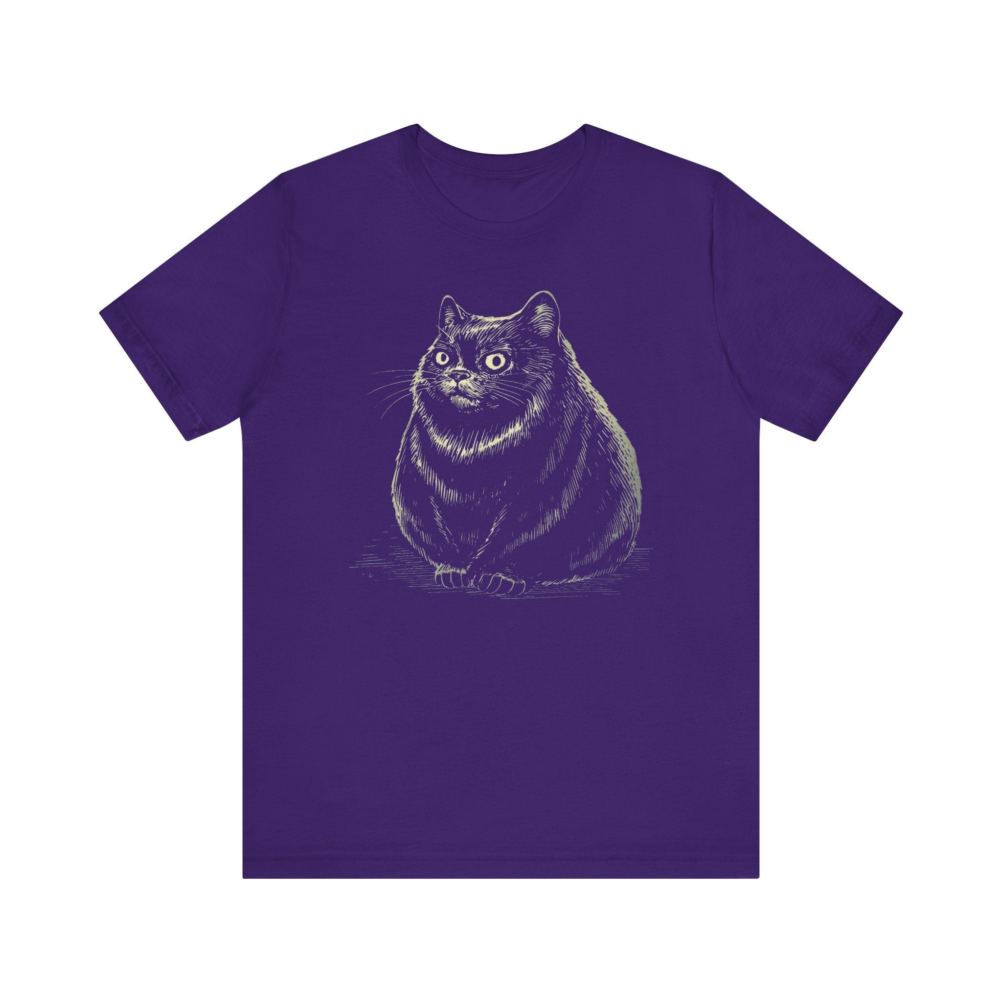 Curious Chonky Cat T-Shirt Cute and Quirky Design