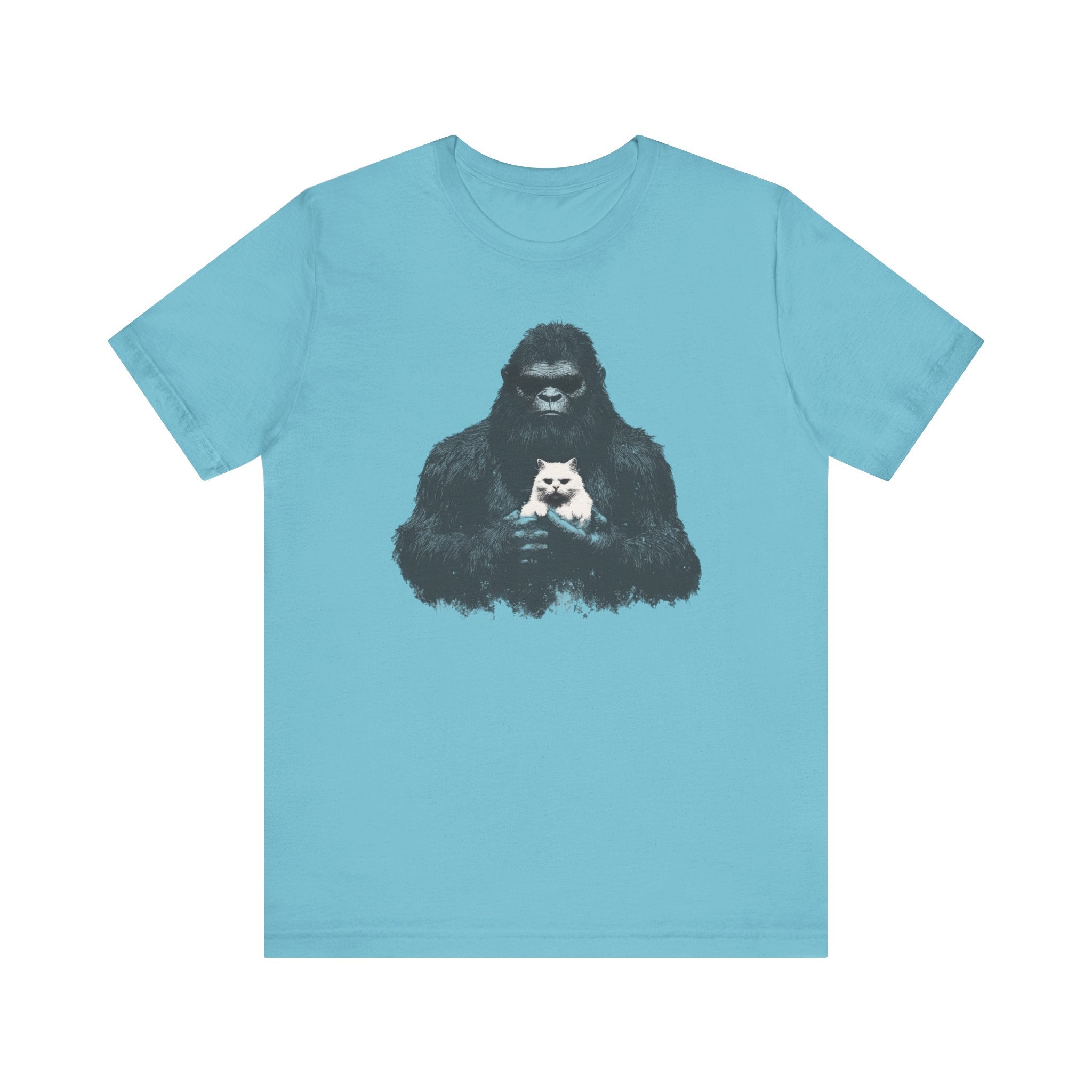 Bigfoot with Cat T-Shirt Funny Parody Design