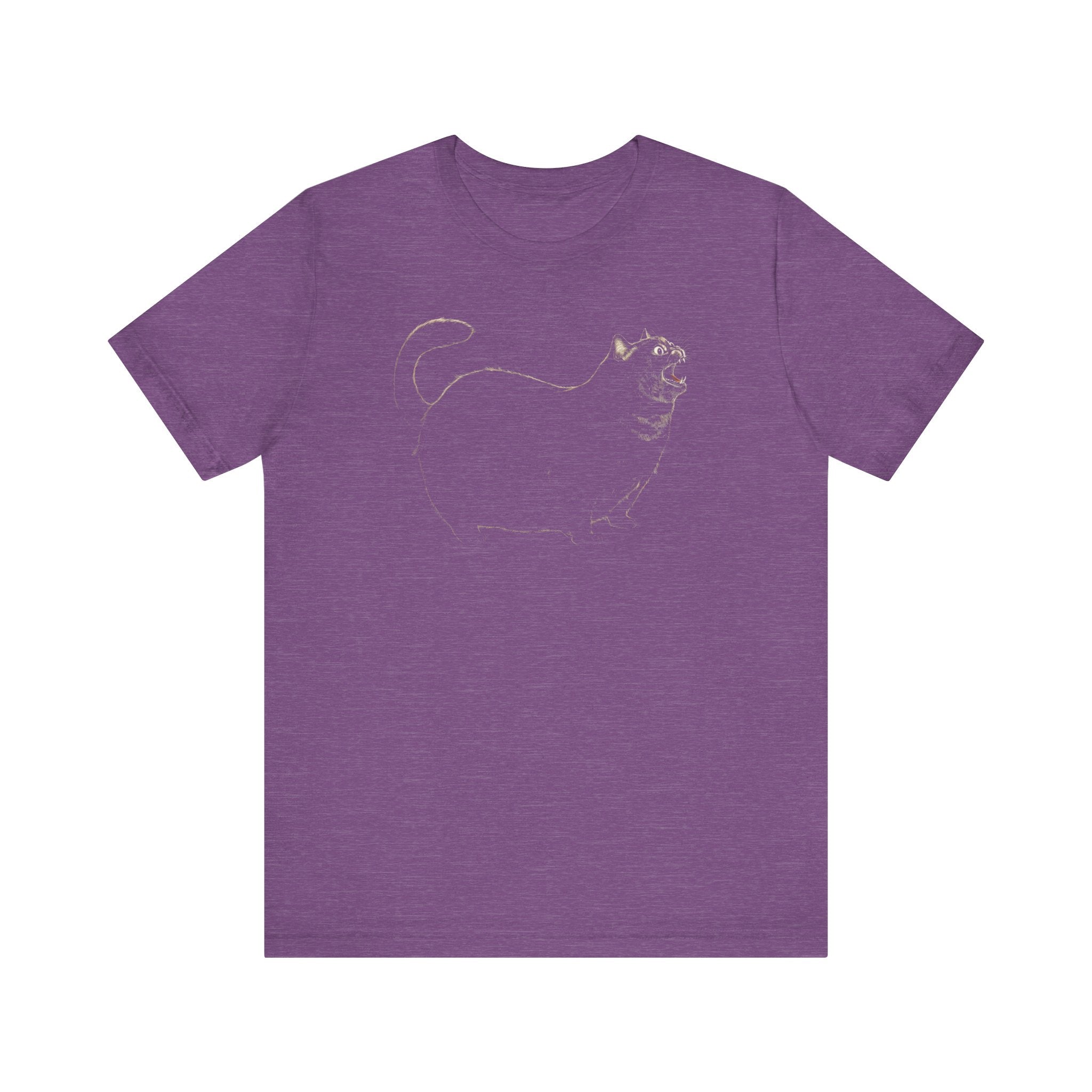 Yowling Chonky Cat Silhouette T-Shirt Funny Cat Lover Tee