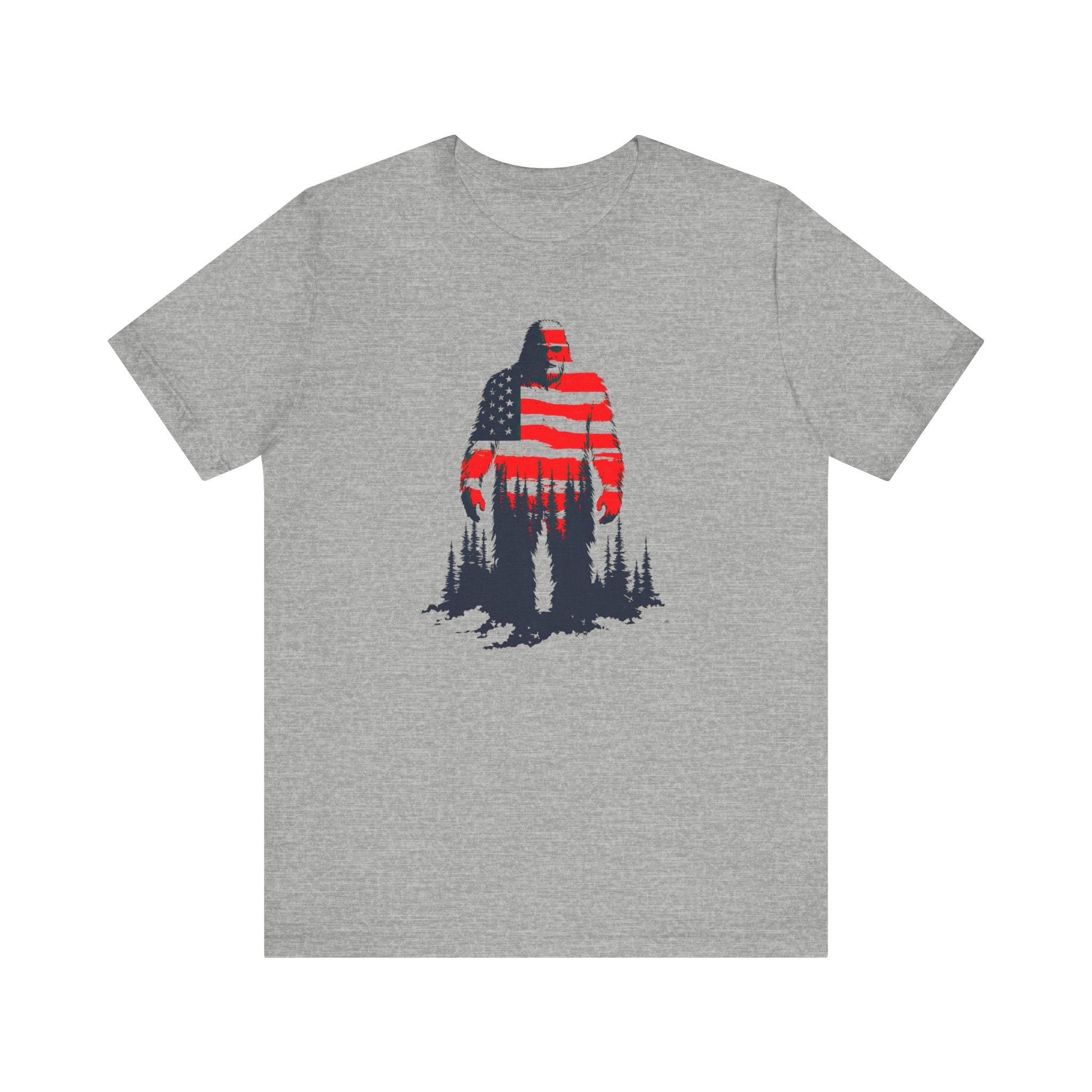 Patriotic Bigfoot T-Shirt American Flag Design