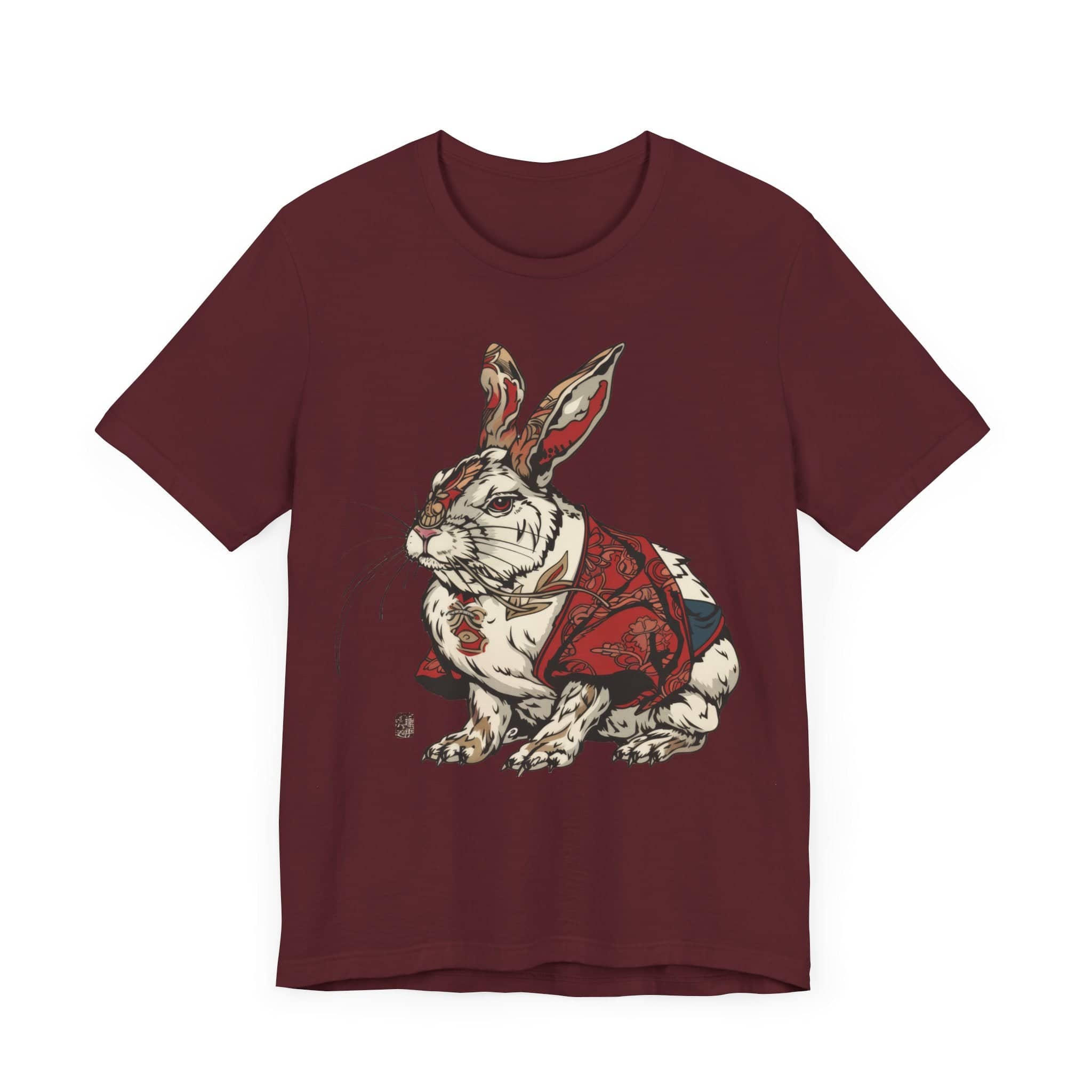 Intricate Samurai Rabbit T-Shirt, Japanese Warrior Bunny Design, Artistic Animal Graphic Tee, Traditional Japan Inspired Rabbit Art Tee