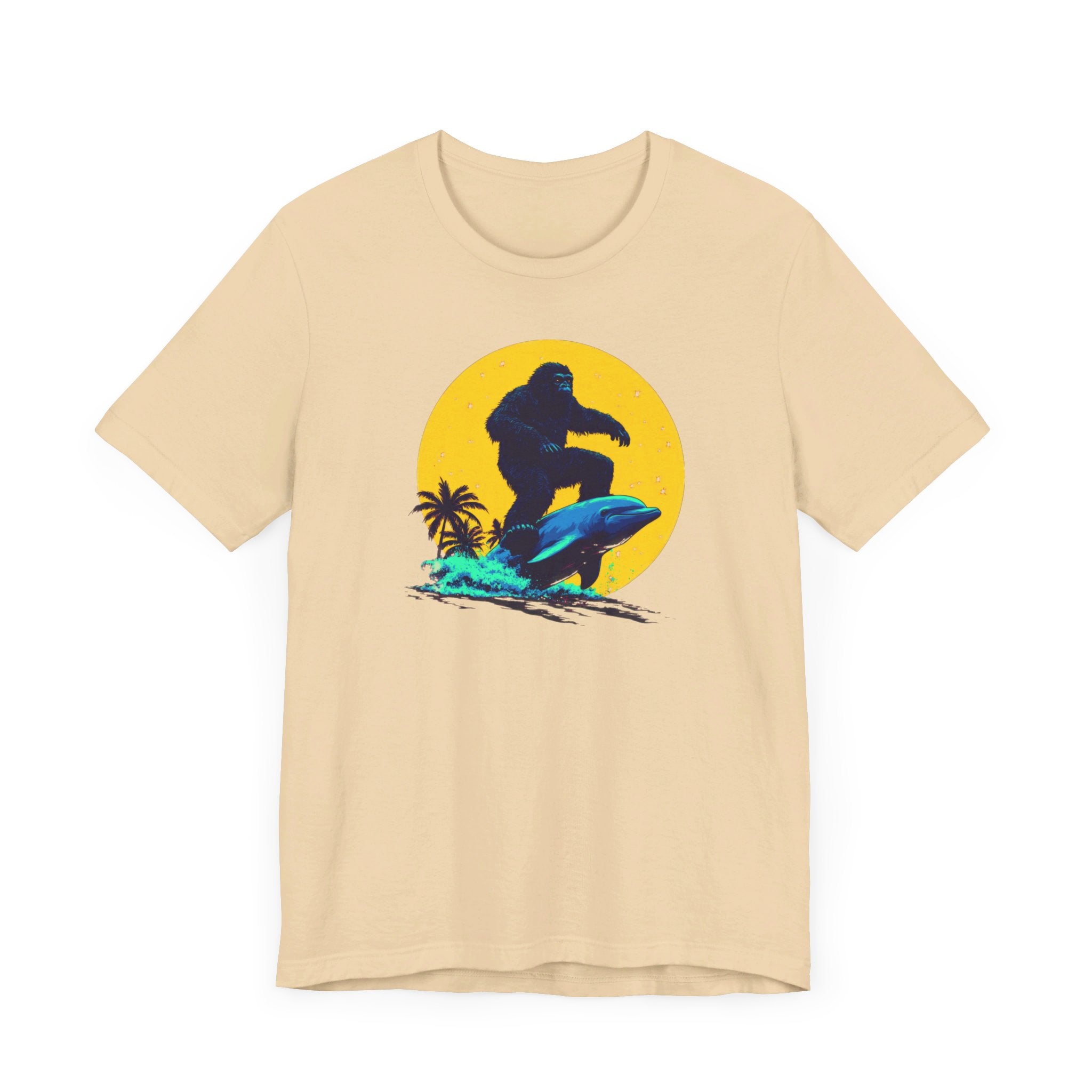 Bigfoot Riding Dolphin T-Shirt Fun and Quirky Design