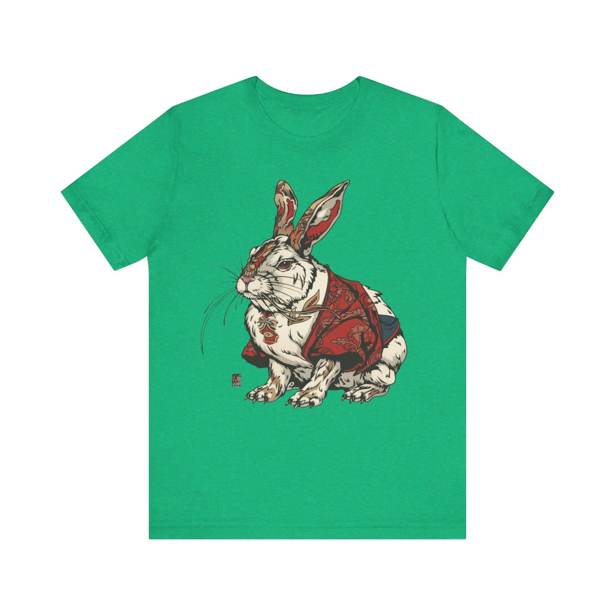 Intricate Samurai Rabbit T-Shirt, Japanese Warrior Bunny Design, Artistic Animal Graphic Tee, Traditional Japan Inspired Rabbit Art Tee