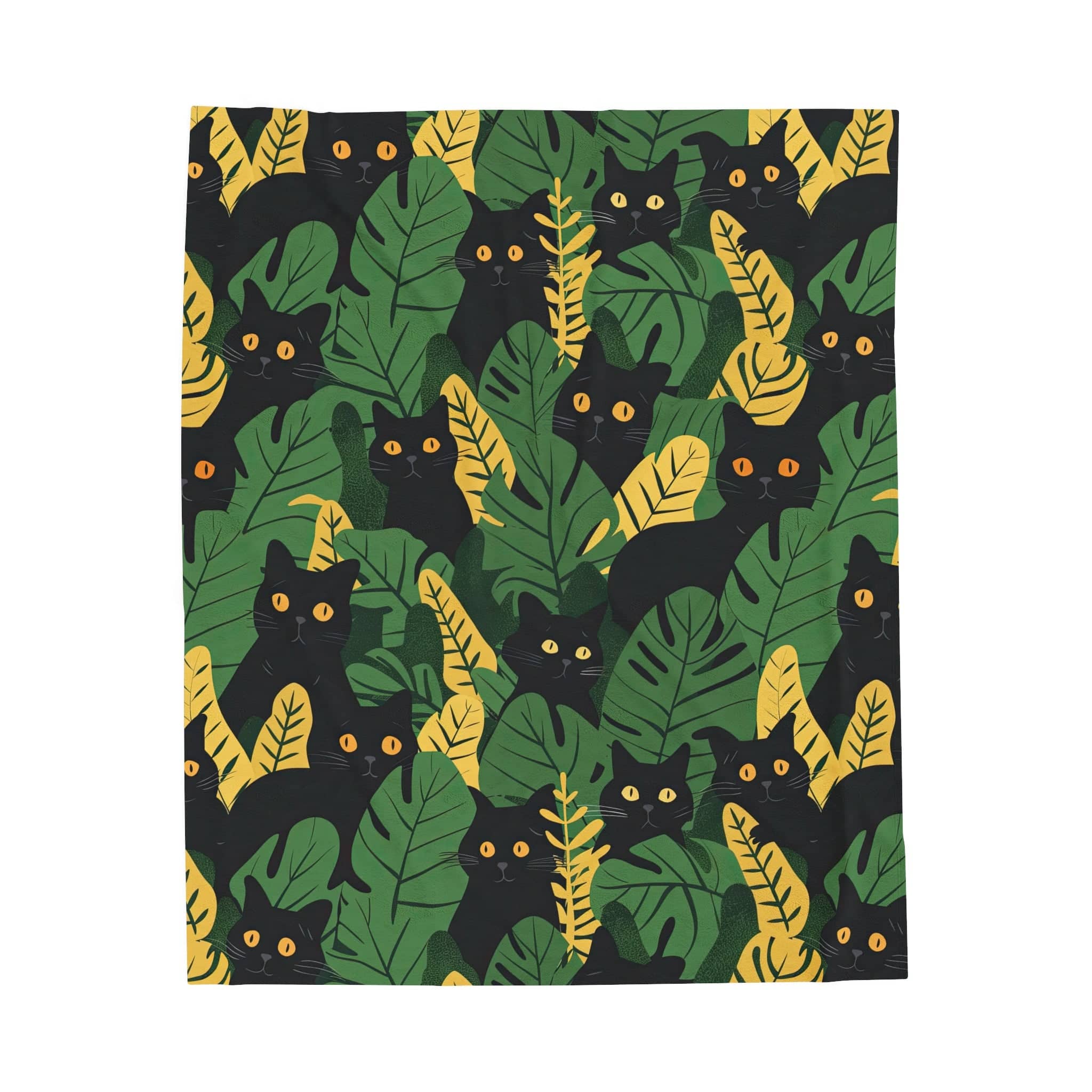 Black Cat Jungle Print Blanket