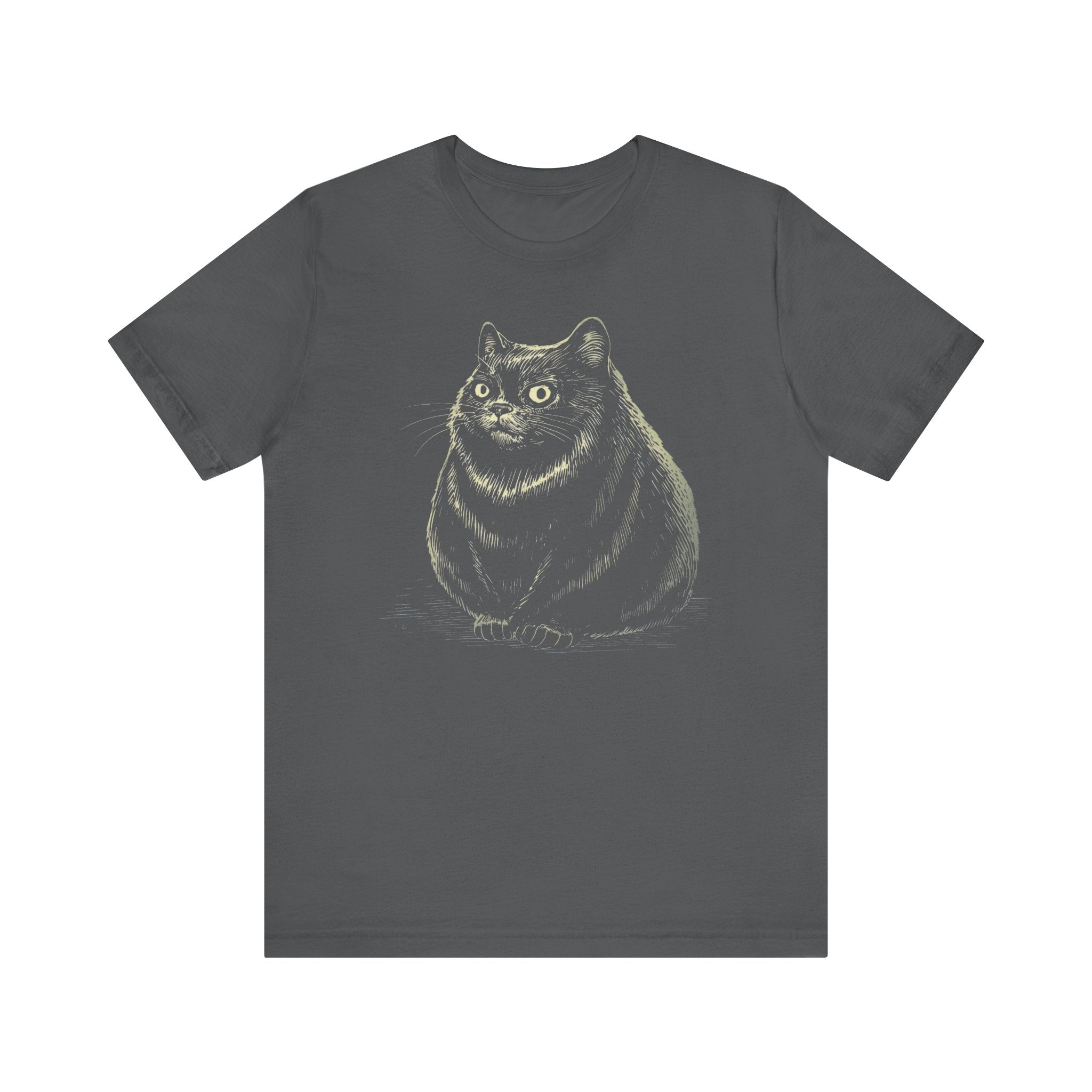 Curious Chonky Cat T-Shirt Cute and Quirky Design