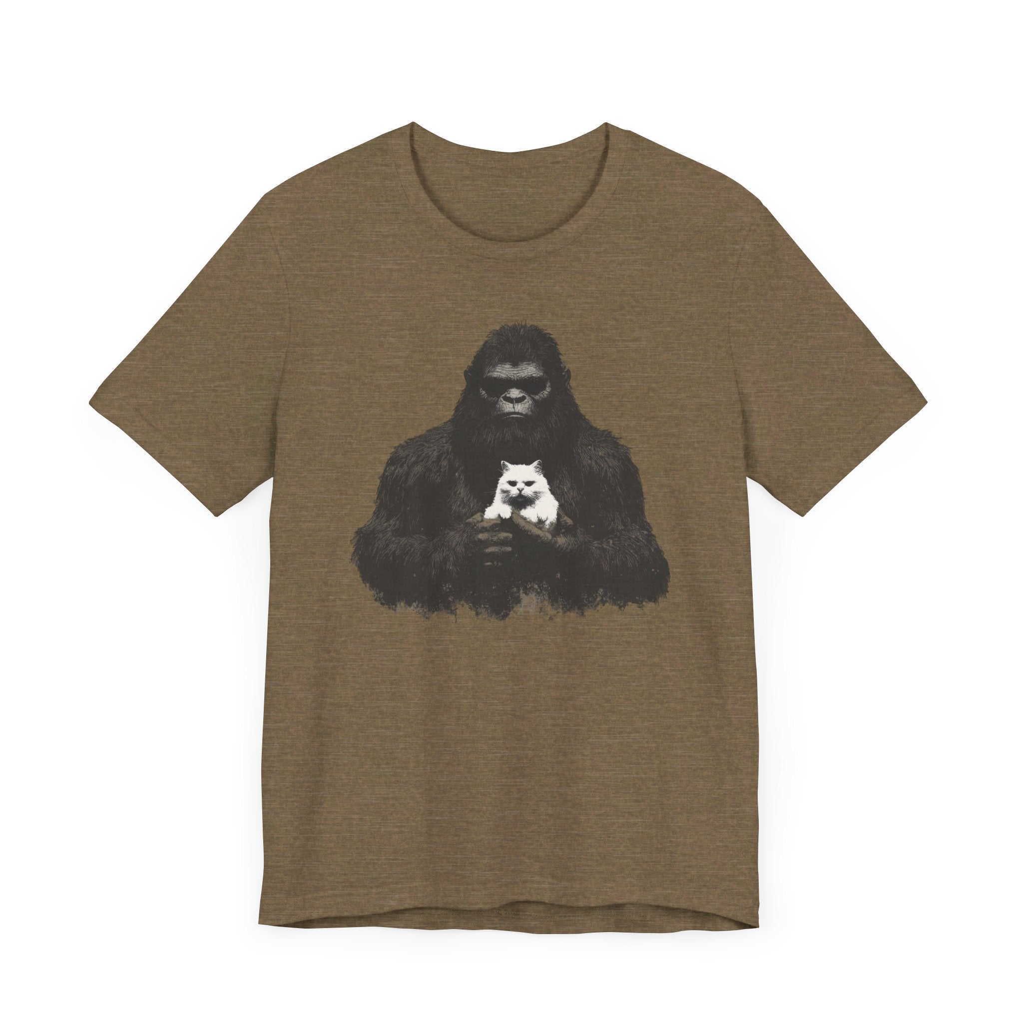 Bigfoot with Cat T-Shirt Funny Parody Design