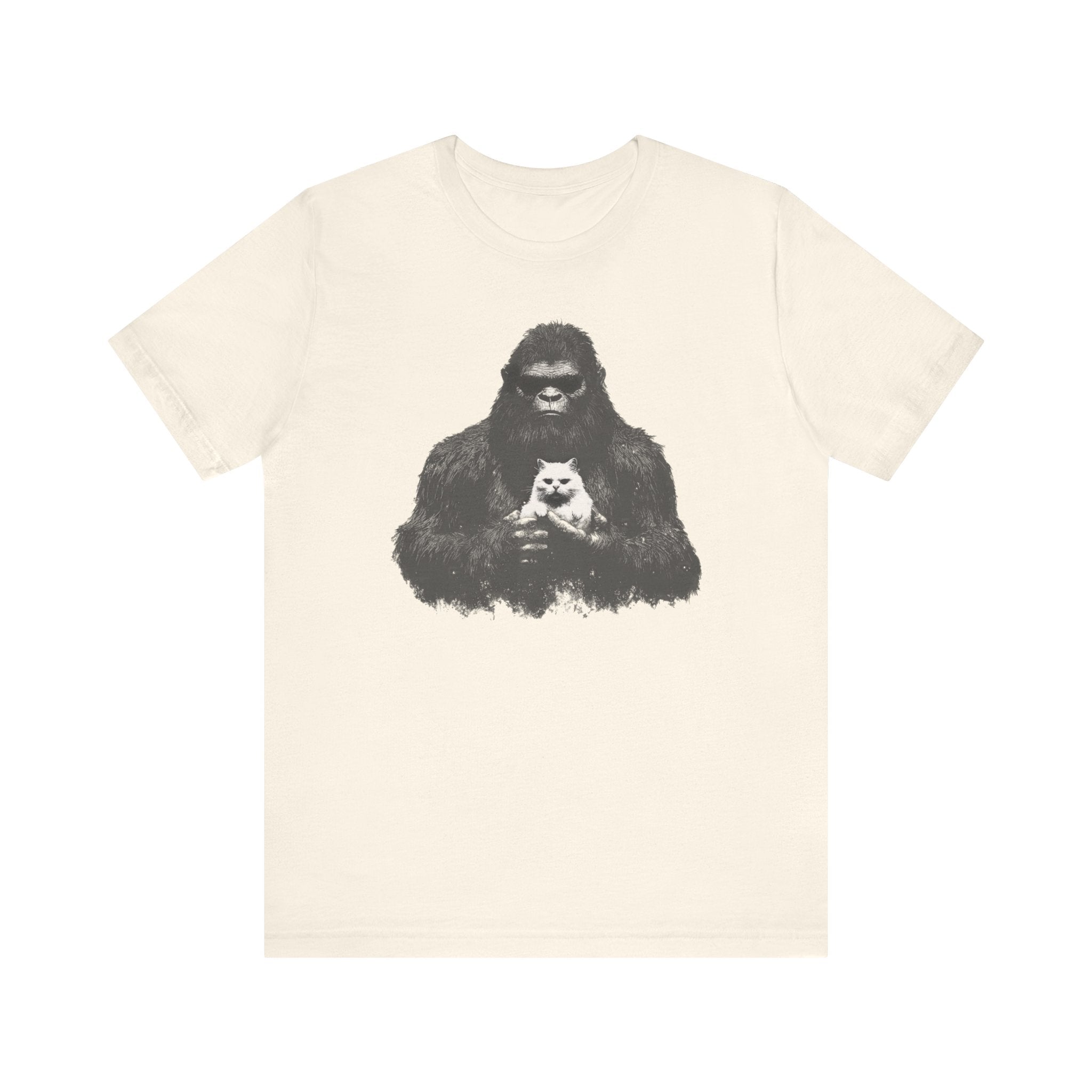 Bigfoot with Cat T-Shirt Funny Parody Design