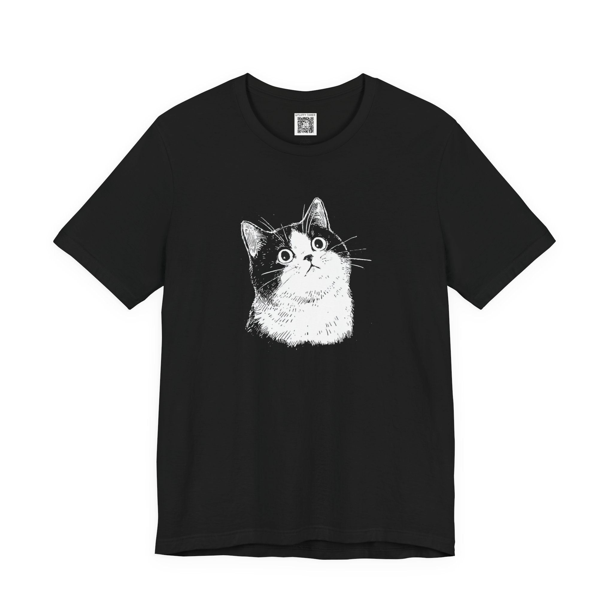 Minimalist Chonky Cat Head Icon Unisex Jersey Short Sleeve Tee (Black)