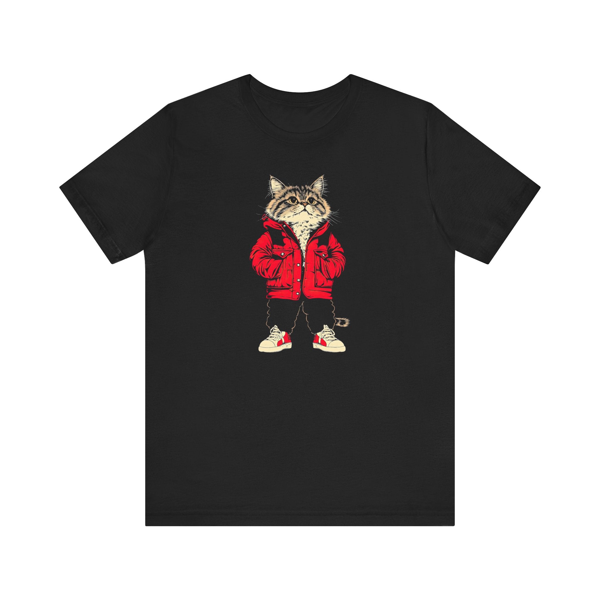 Cool Cat in Red Jacket Graphic Tee