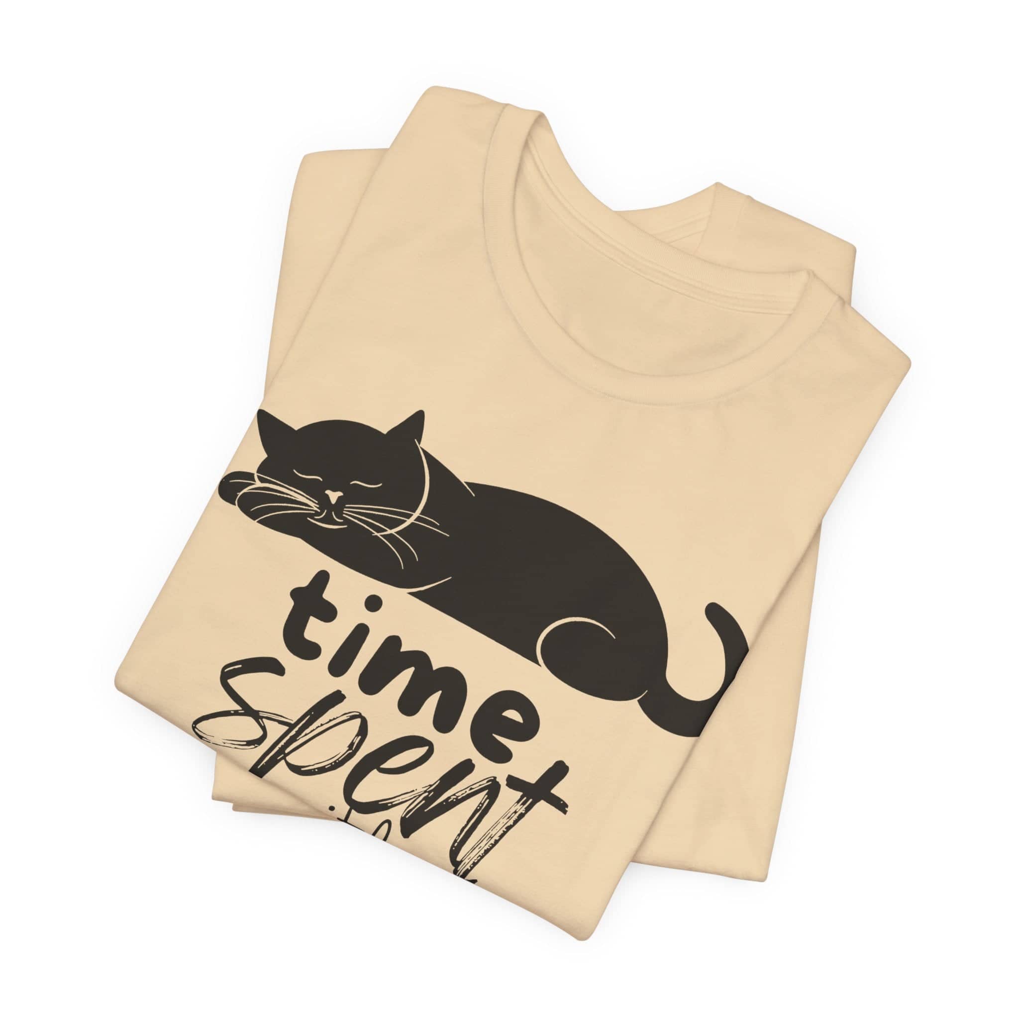 Purrfect Moments Tee - 'Time Spent with Cats is Never Wasted' T-Shirt Unisex Jersey Short Sleeve Tee