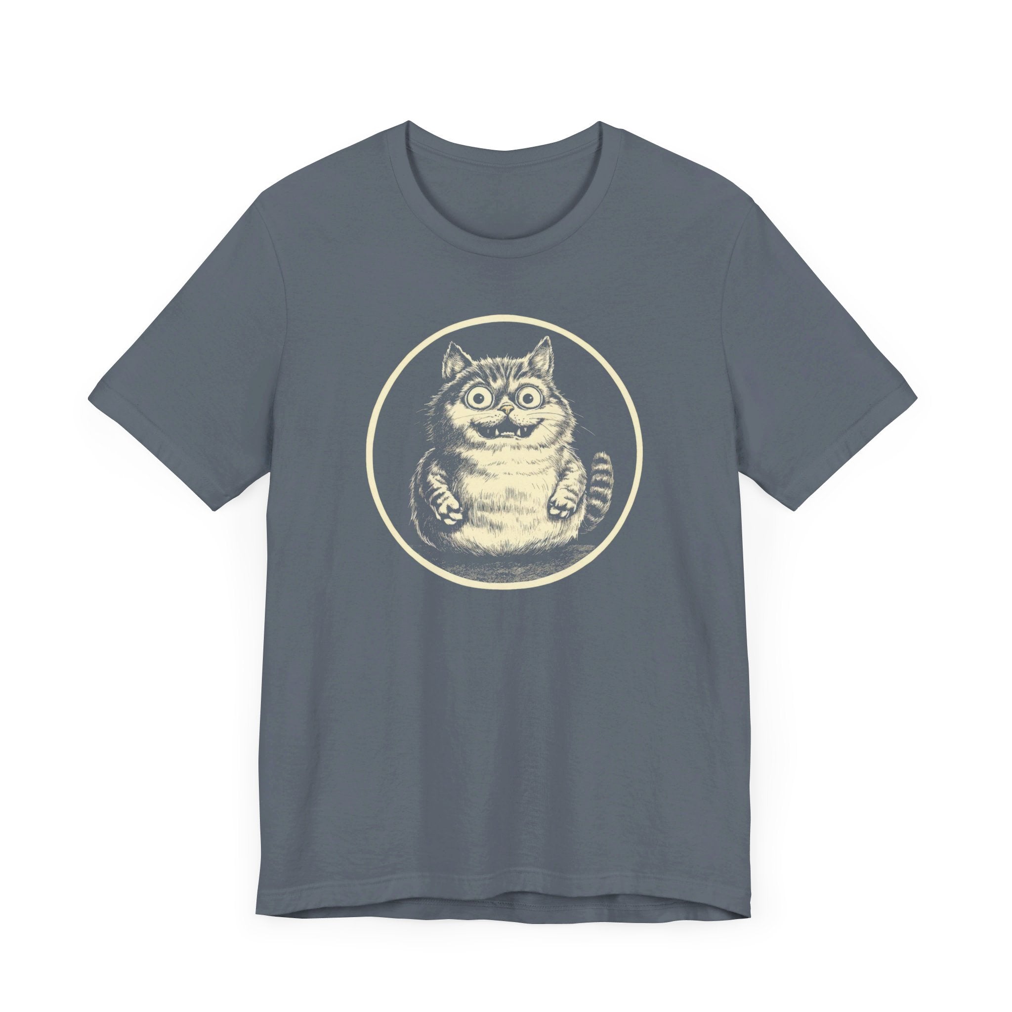 Quirky Happy Cat Graphic Tee – Vintage Style Cat Lover Shirt