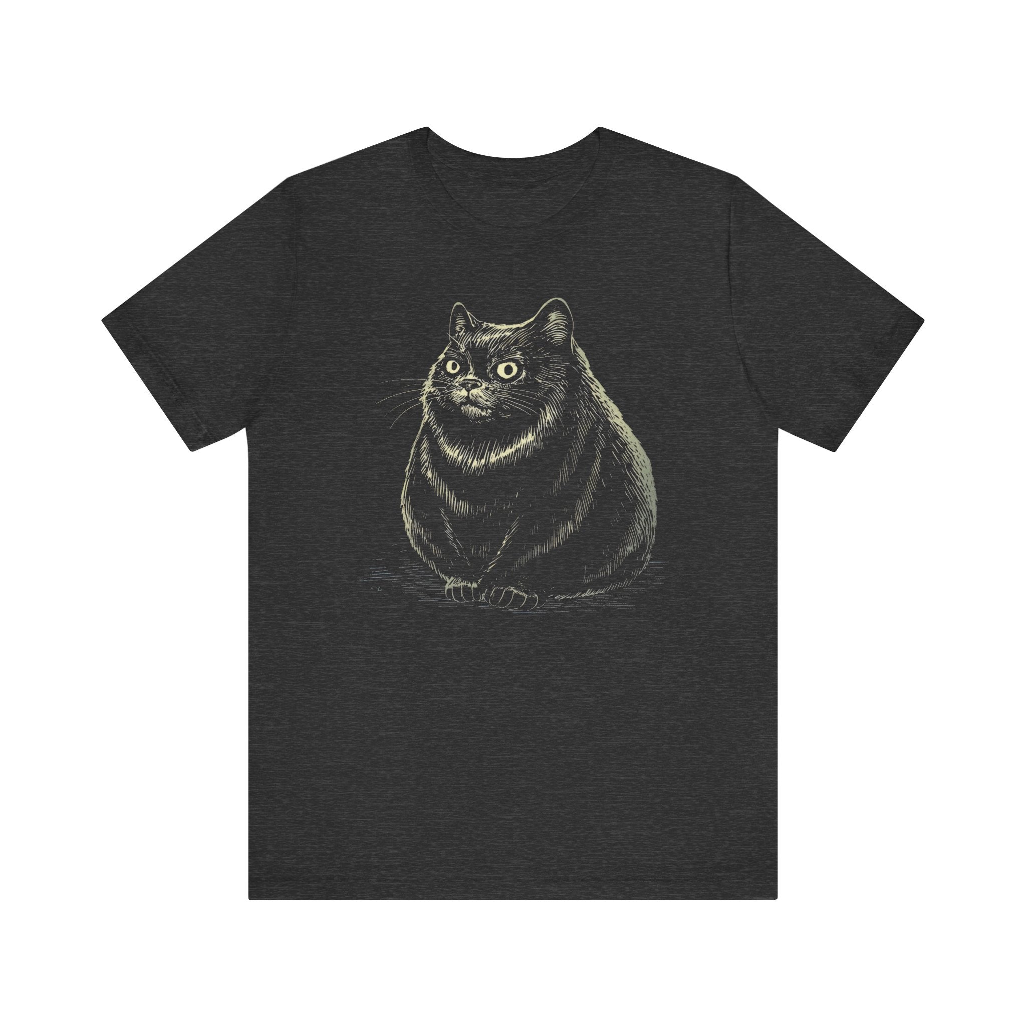 Curious Chonky Cat T-Shirt Cute and Quirky Design