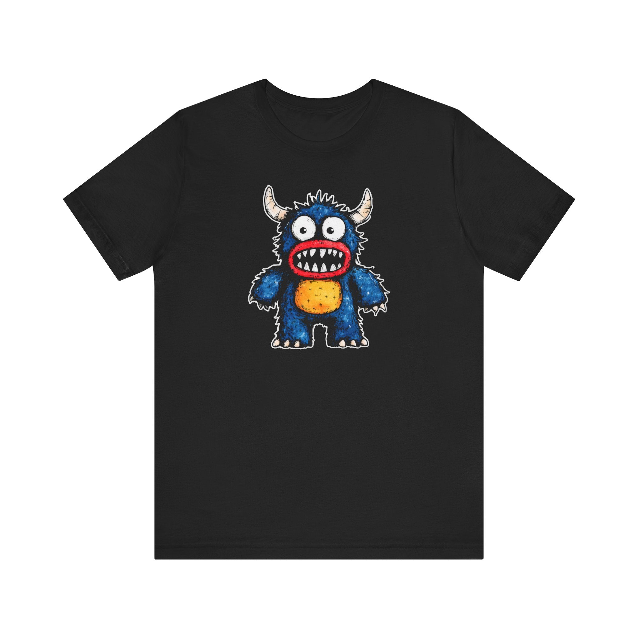 Cute Monster Cartoon Graphic Tee – Black