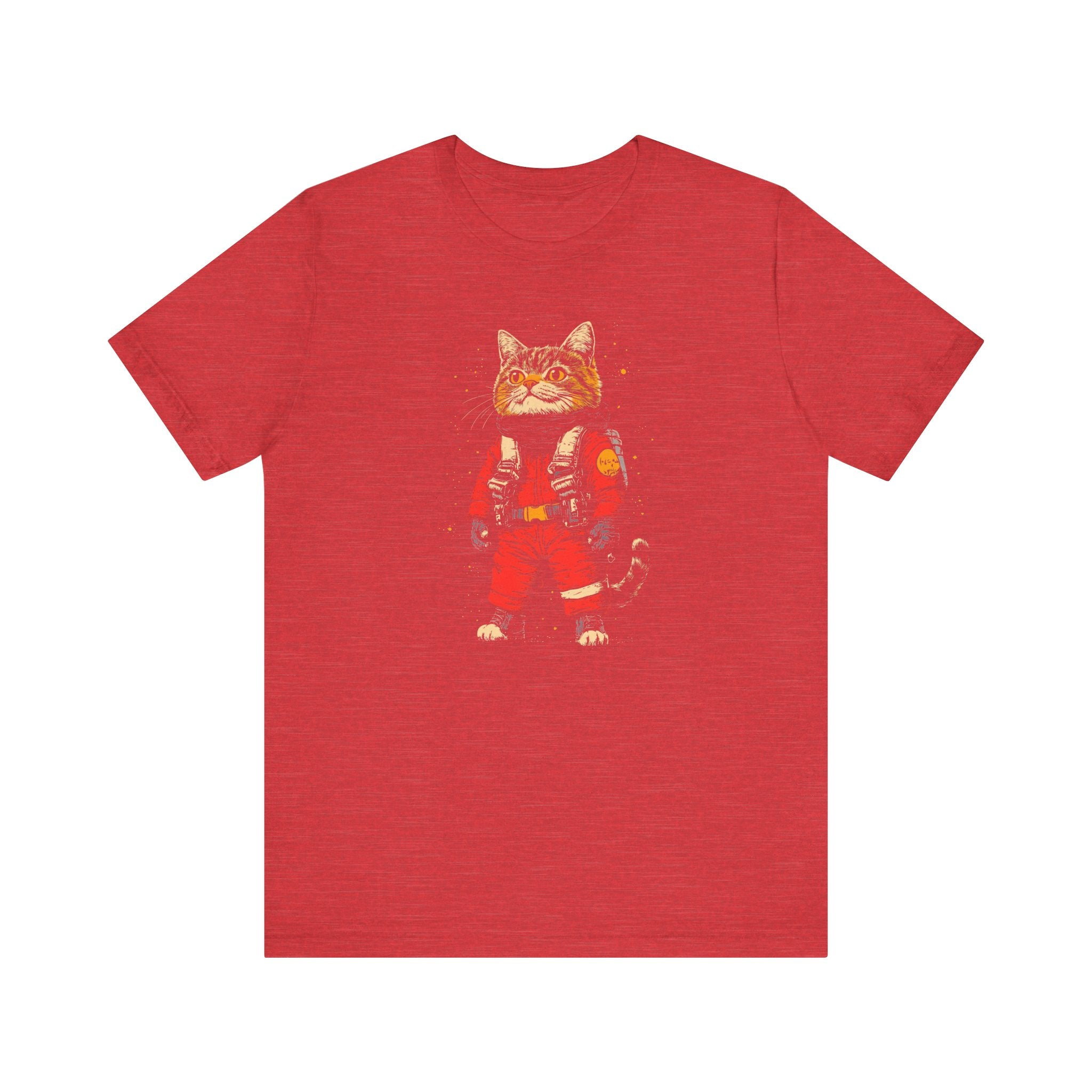 Astronaut Cat in Red Spacesuit Graphic Tee