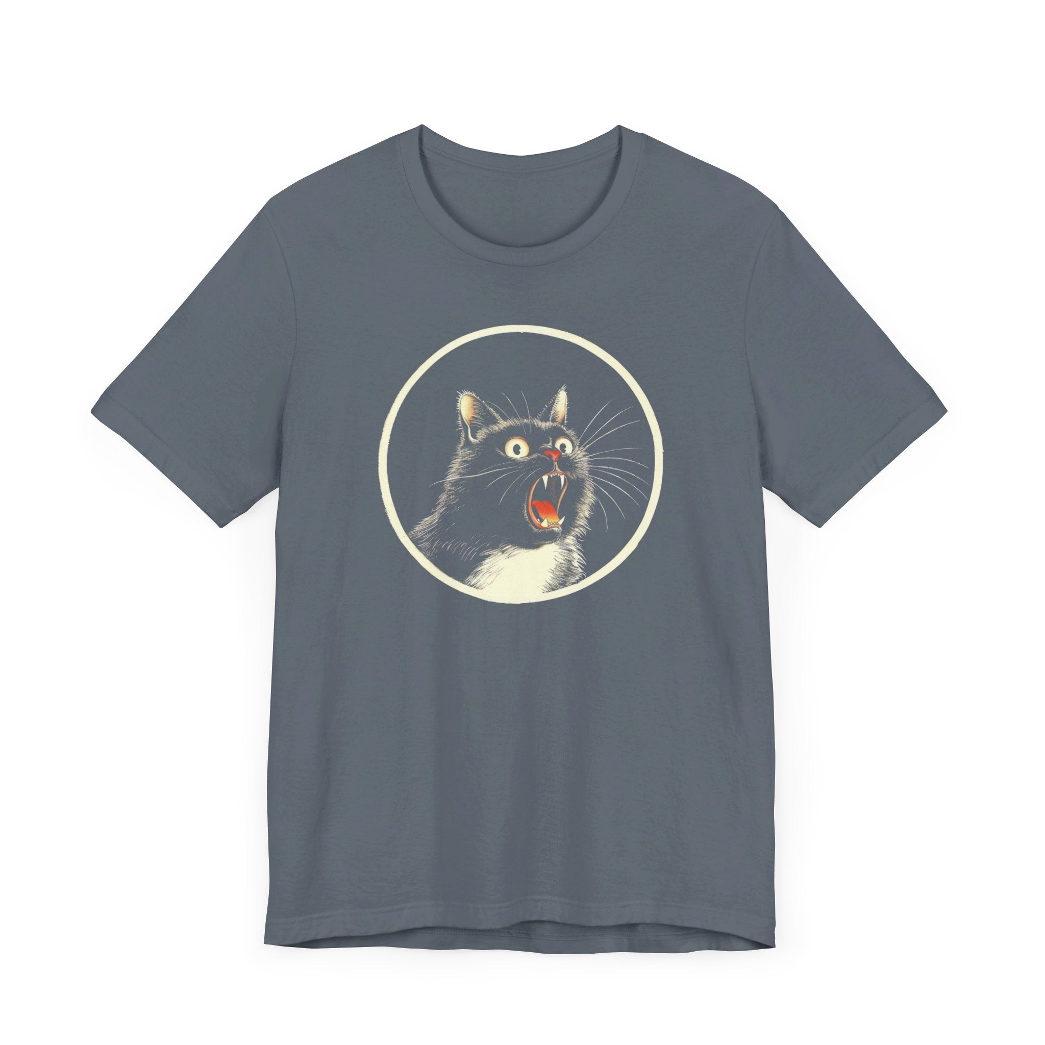 Yowling Cat Graphic Tee – Vintage Style Cat Lover Shirt