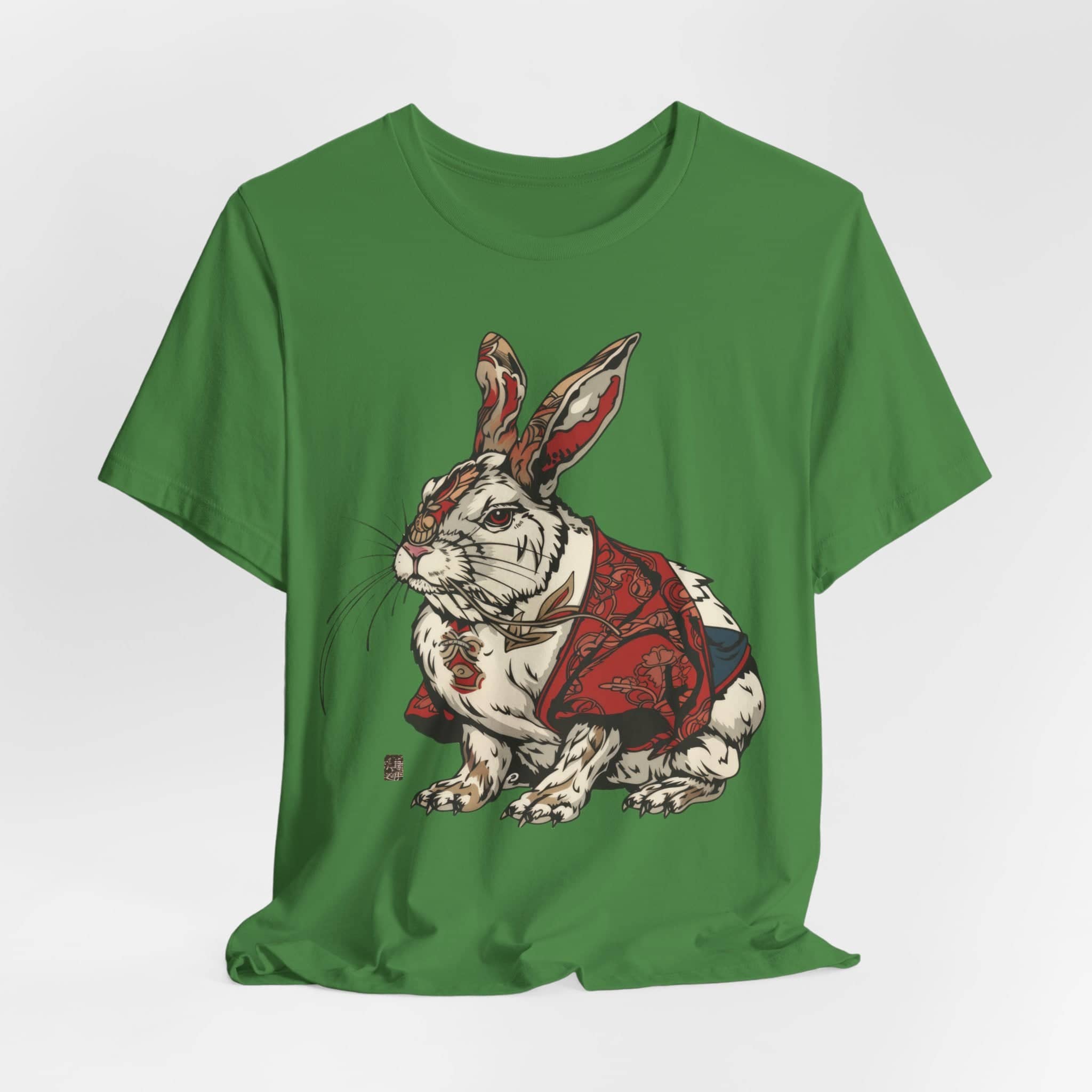 Intricate Samurai Rabbit T-Shirt, Japanese Warrior Bunny Design, Artistic Animal Graphic Tee, Traditional Japan Inspired Rabbit Art Tee