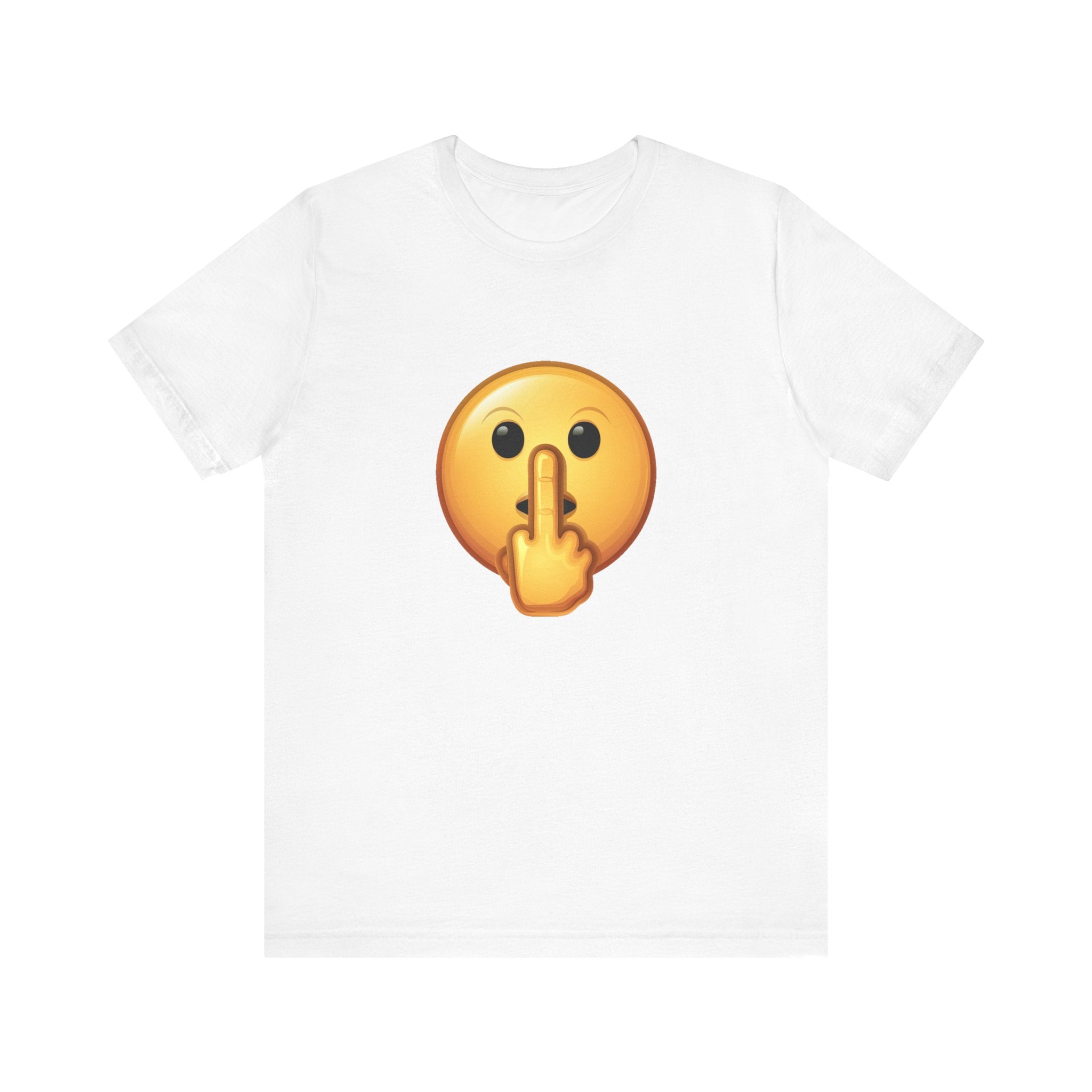 Middle Finger FU Shh Silent Protest Emoji Tee (Small Graphic)