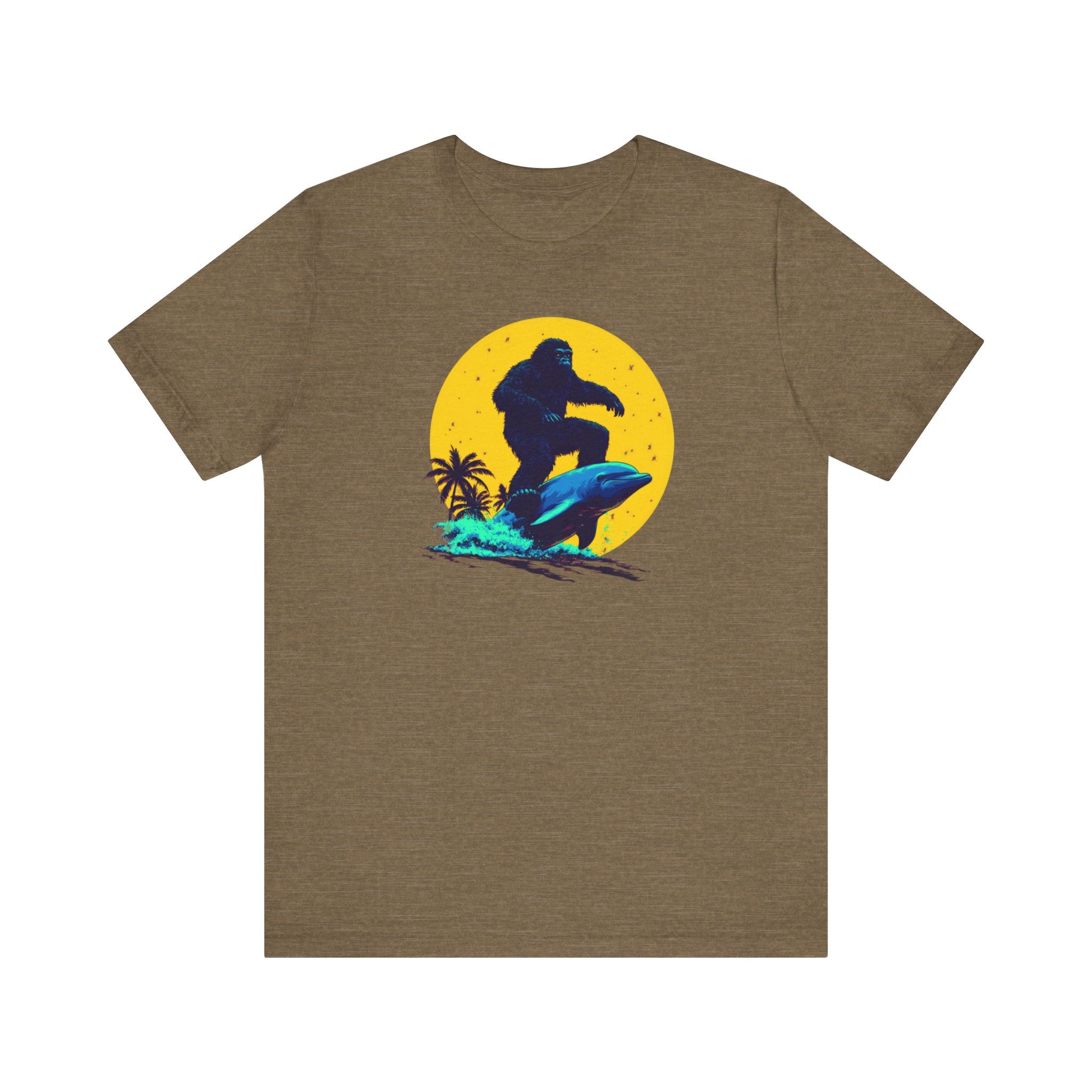 Bigfoot Riding Dolphin T-Shirt Fun and Quirky Design