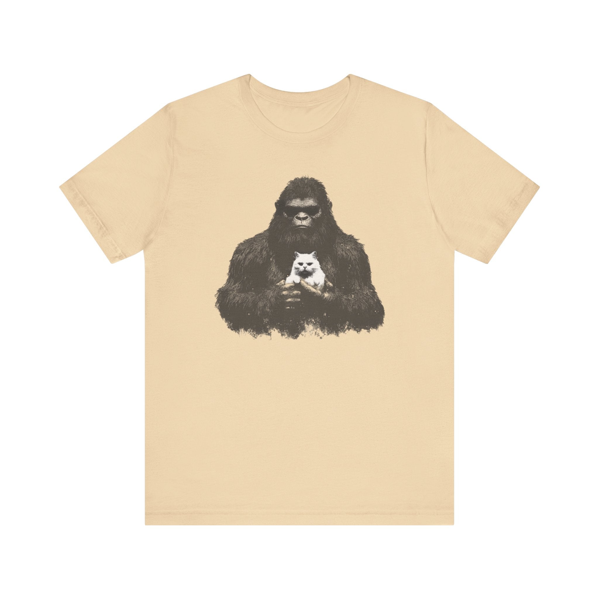 Bigfoot with Cat T-Shirt Funny Parody Design