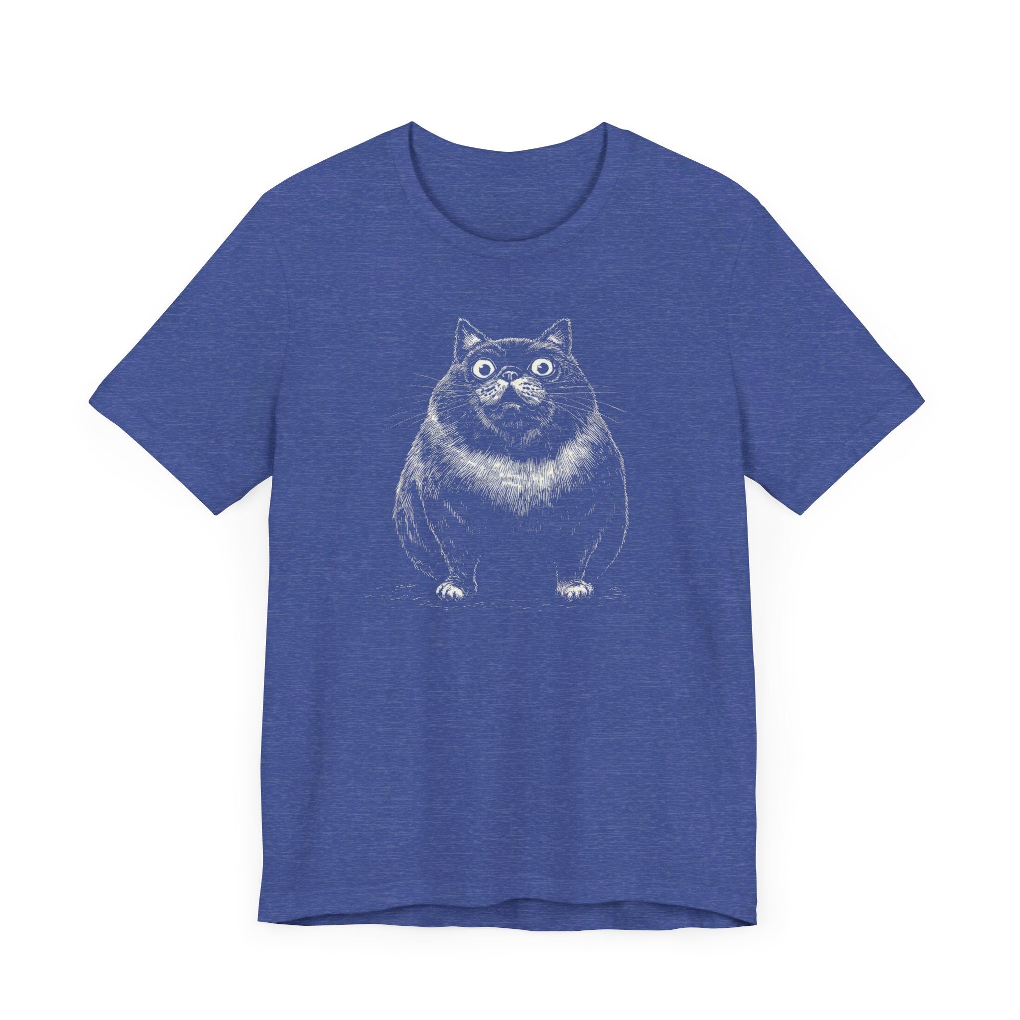 Wide-Eyed Chubby Cat T-Shirt – Adorable and Quirky Cat Lover Tee