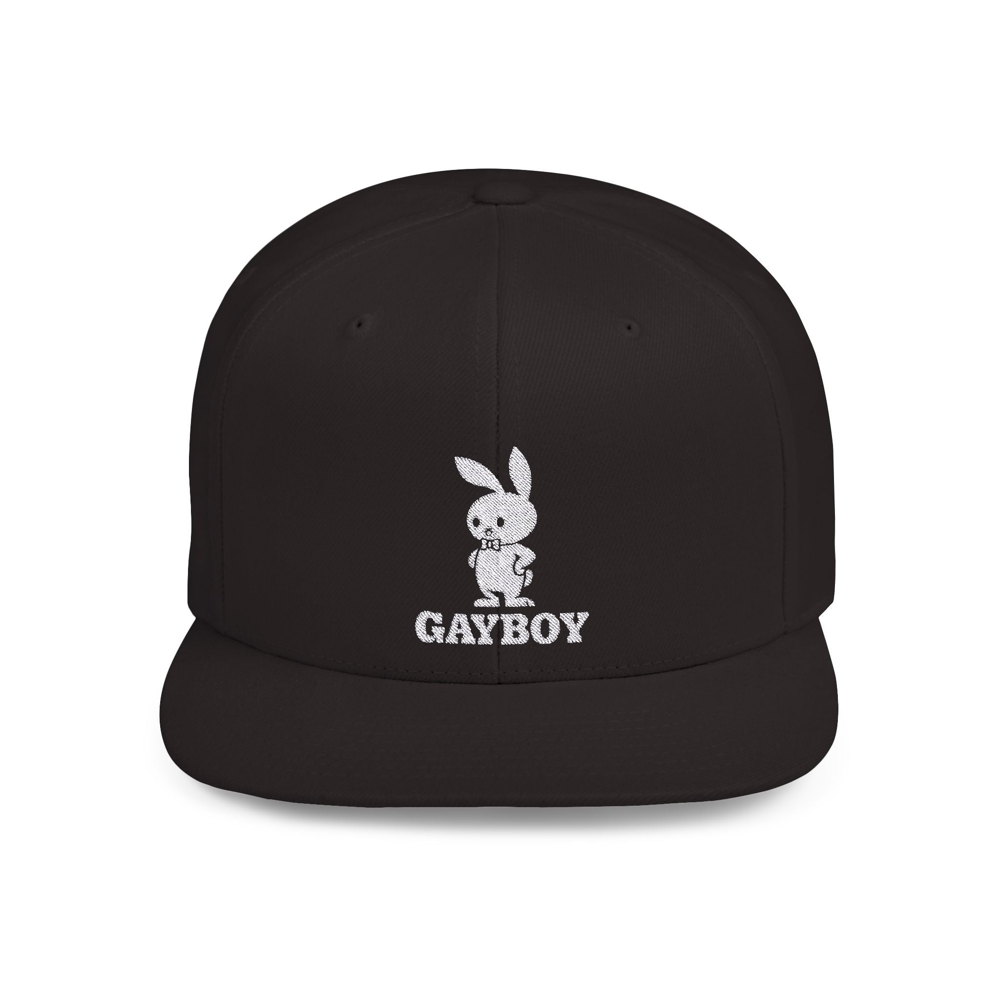 Black Snapback Hat with Bunny Design