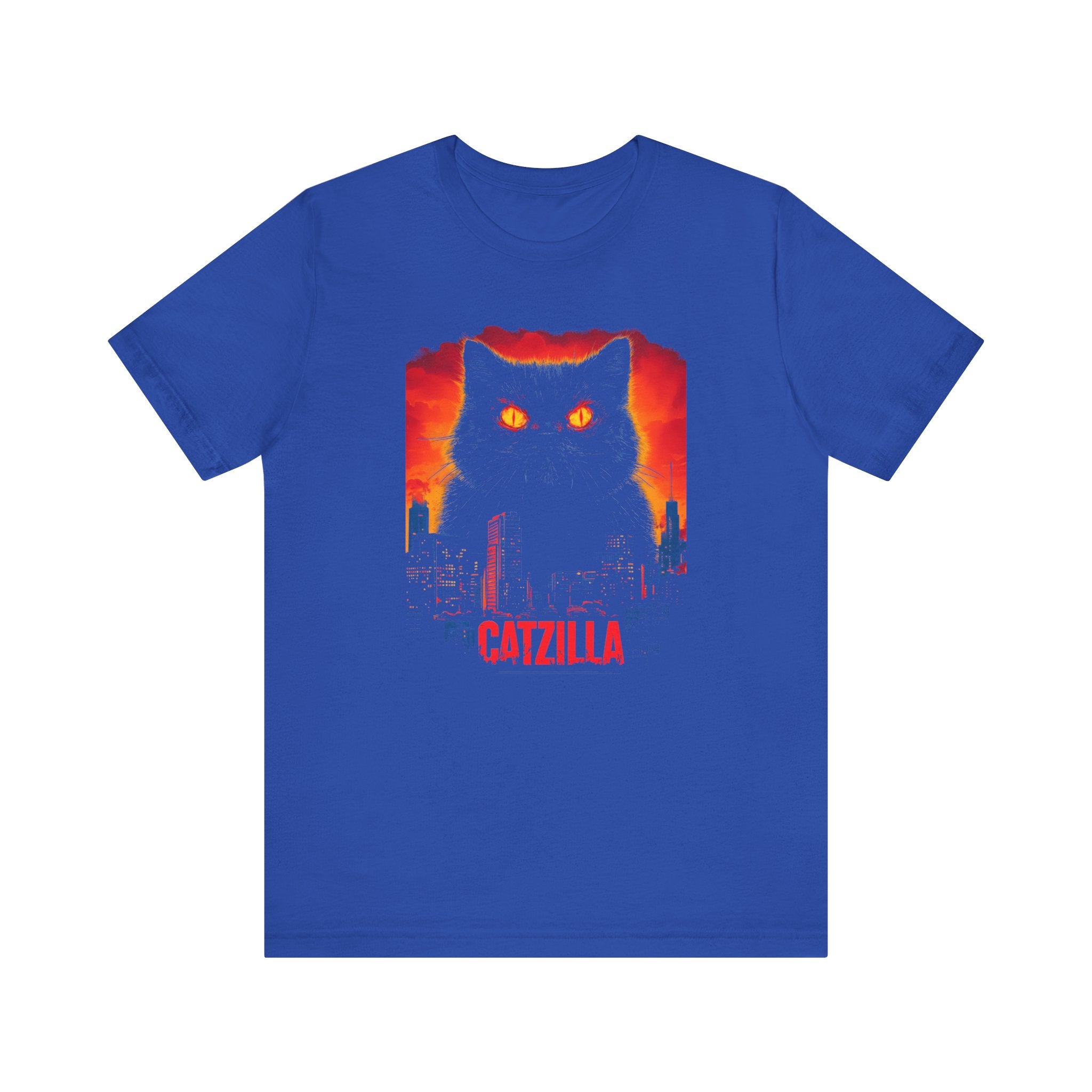 Catzilla Night Terror T-Shirt Black Cat Fiery Eyes Design