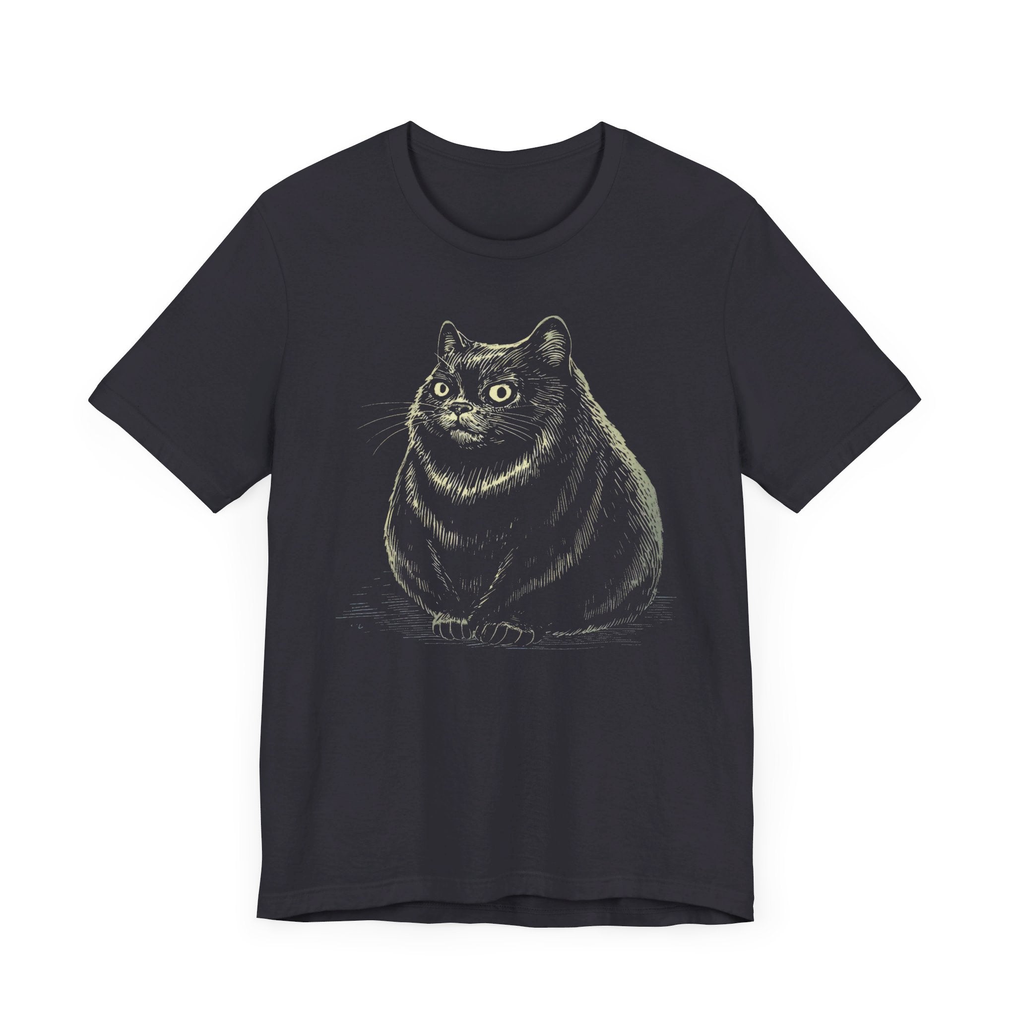 Curious Chonky Cat T-Shirt Cute and Quirky Design