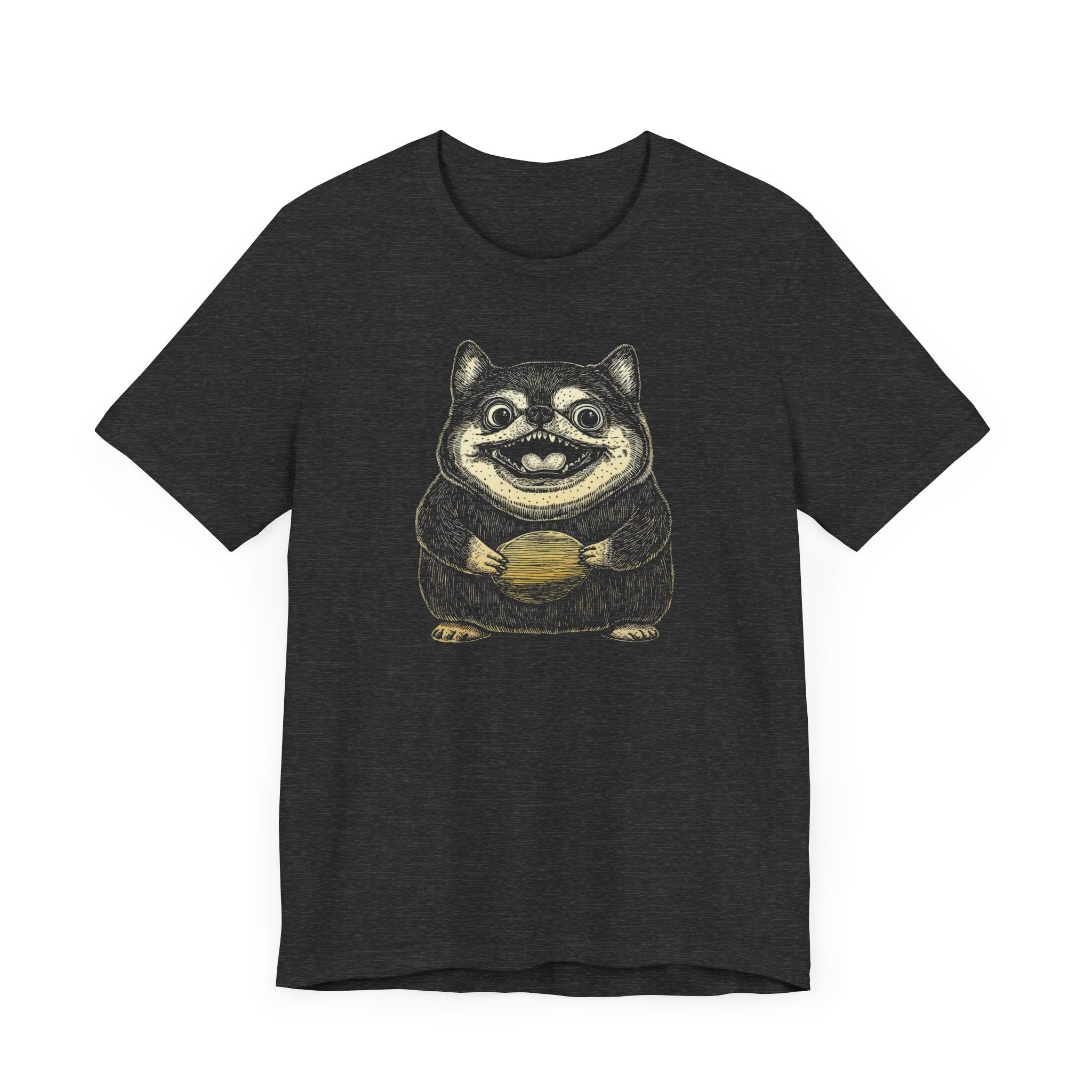 Cute Shiba Inu Holding a Plate Cartoon T-Shirt