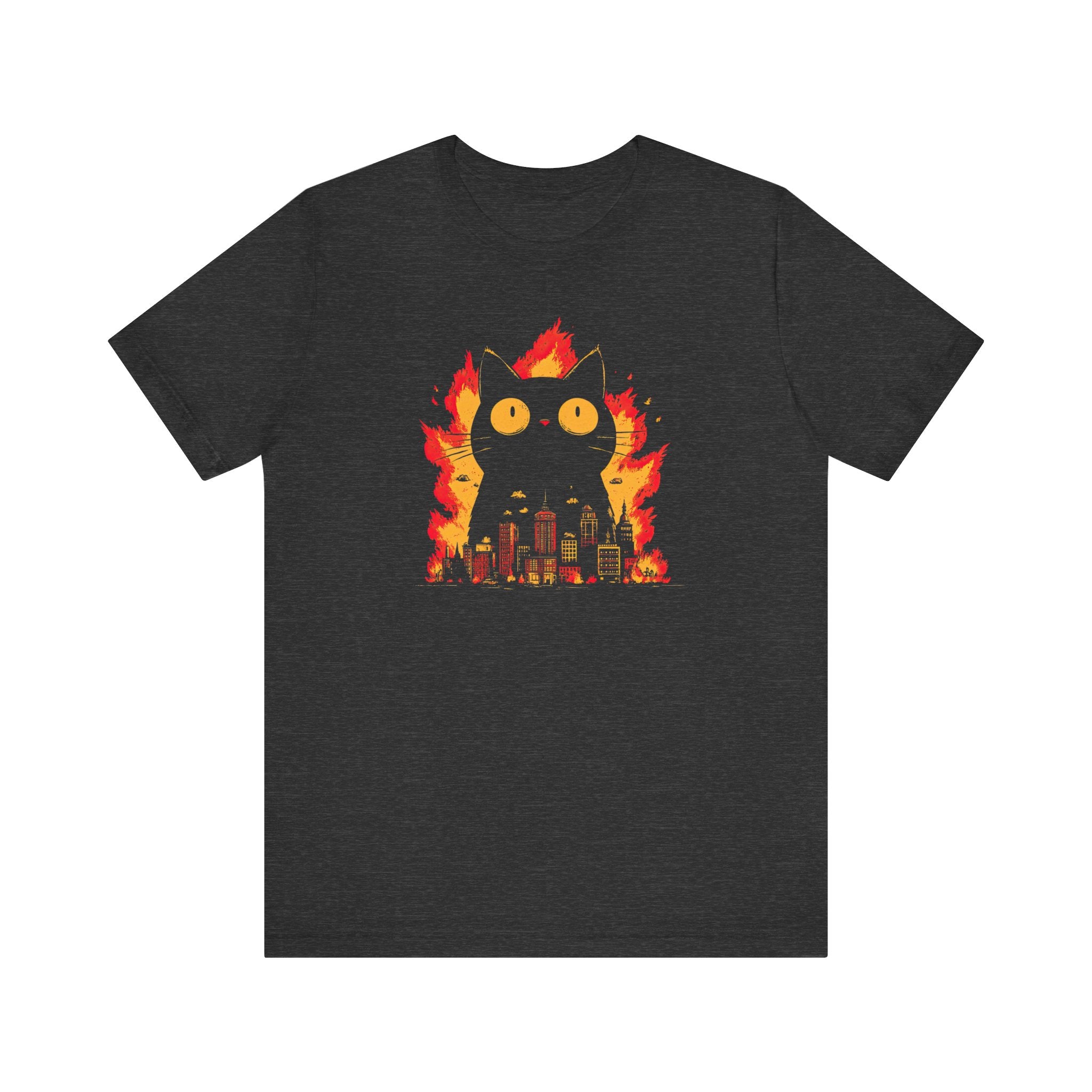 Catzilla Inferno T-Shirt Black Cat Fire City Design