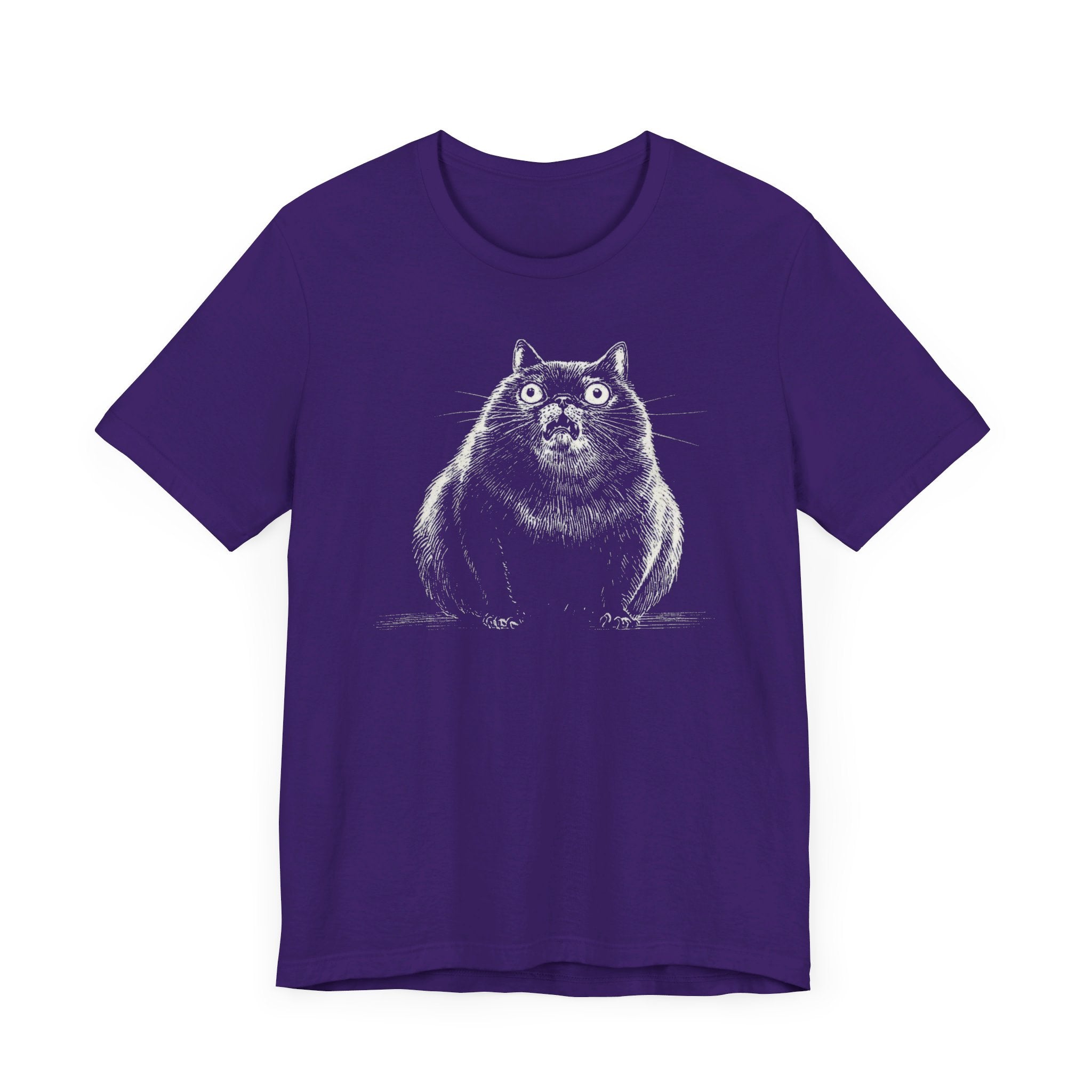 Surprised Chubby Cat T-Shirt Funny and Quirky Design