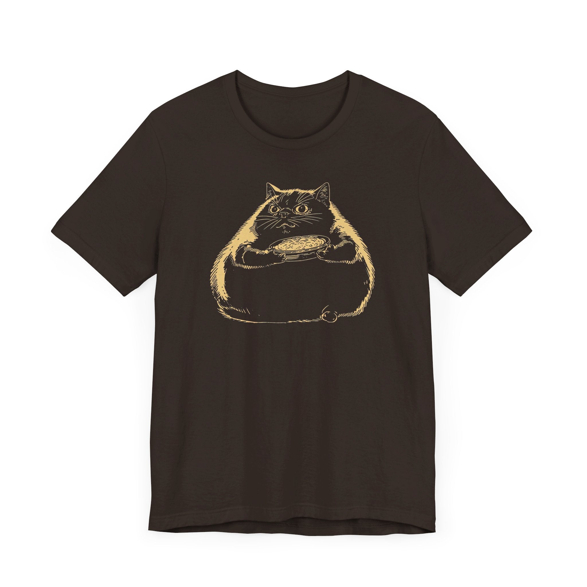 Chubby Cat with Pie T-Shirt – Funny Cat Lover Tee